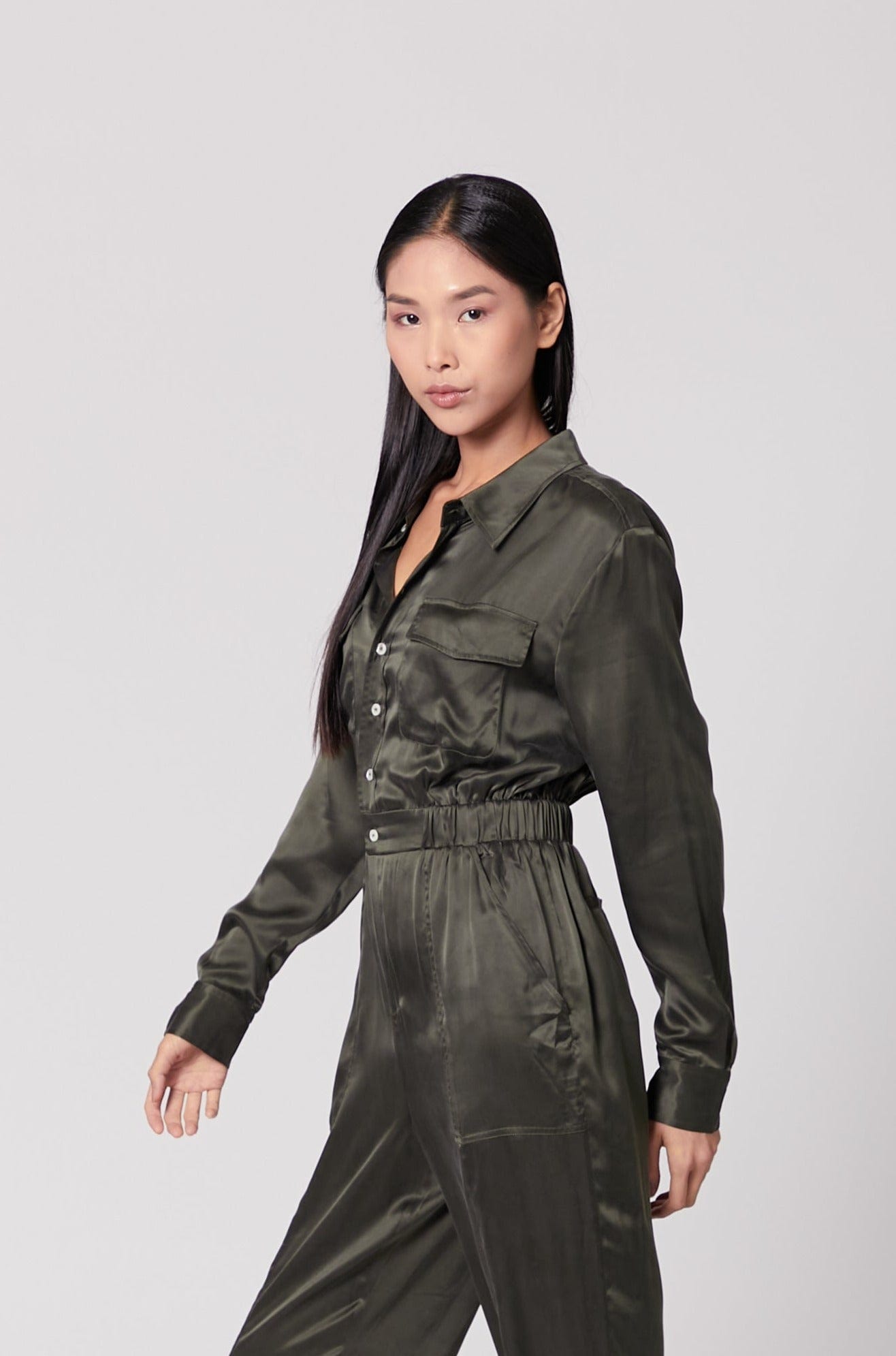 Anaphe Jumpsuit Utility Jumpsuit Long - Olive Green
