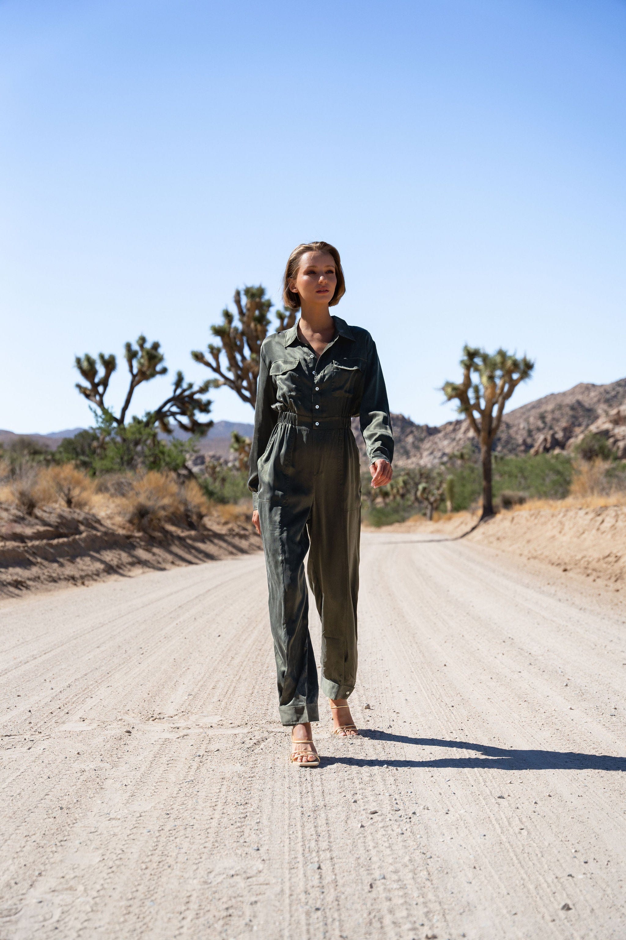 Anaphe Jumpsuit Utility Jumpsuit Long - Olive Green