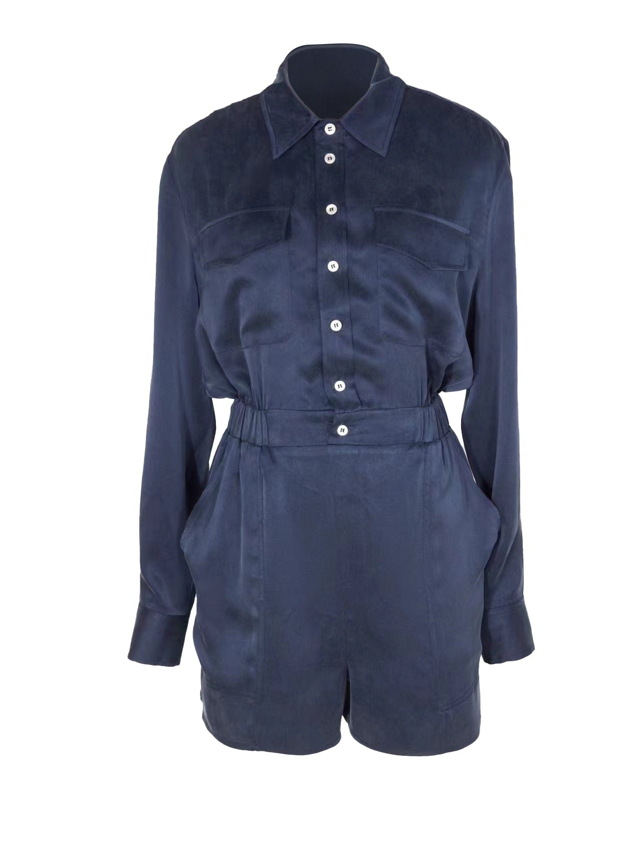 Anaphe Jumpsuit Utility Silk Romper Jumpsuit Short - French Navy Blue