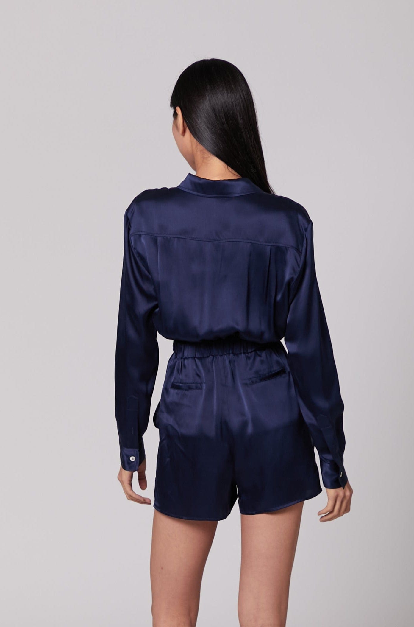 Anaphe Jumpsuit Utility Silk Romper Jumpsuit Short - French Navy Blue