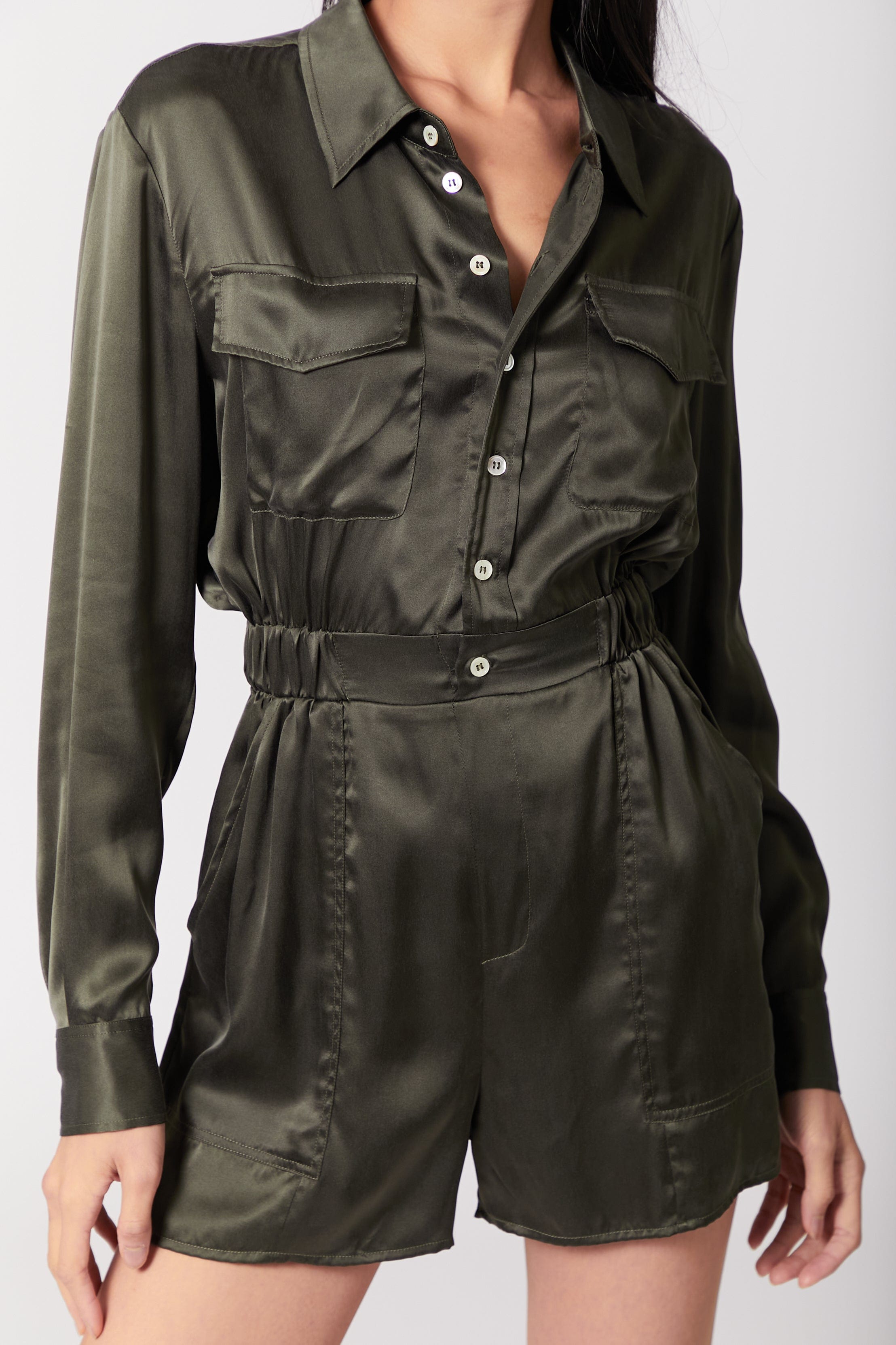 Olive green utility romper shop