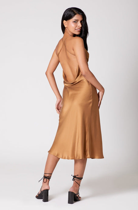 Anaphe Long Cowl Dress Icon Silk Slip Dress - Brushed Gold