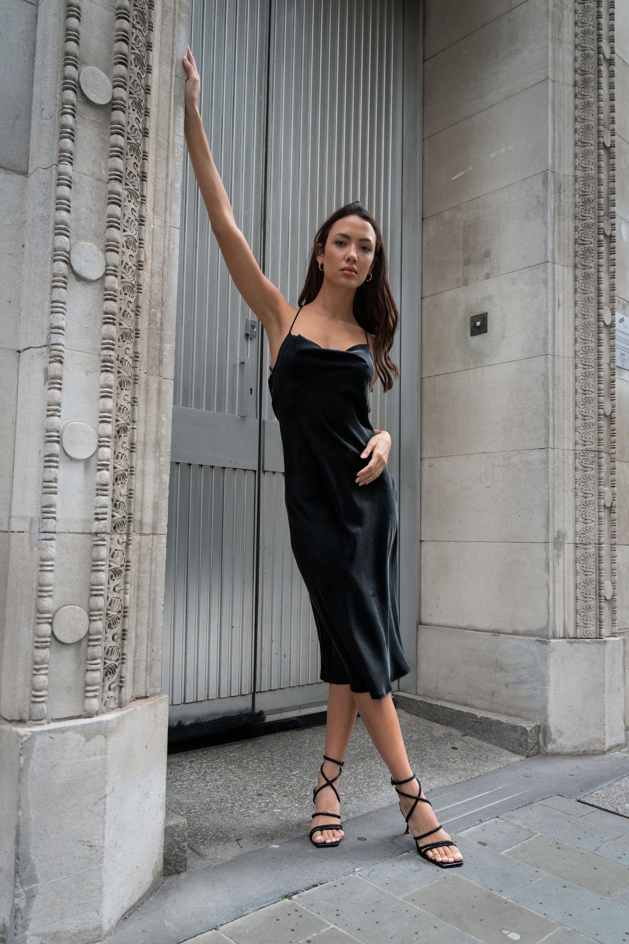 Anaphe Long Cowl Dress Icon Silk Slip Dress - Classic Black