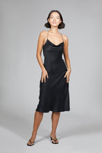Load image into Gallery viewer, Anaphe Long Cowl Dress L Icon Silk Slip Dress - Classic Black
