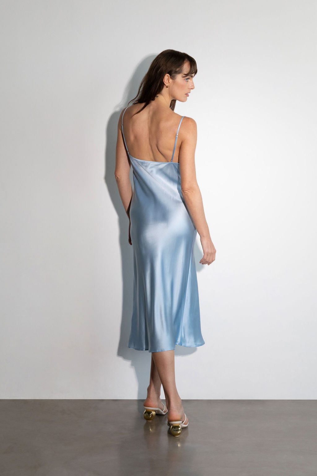 Anaphe Long Cowl Dress Silhouette Dress Powder Blue - Atelier