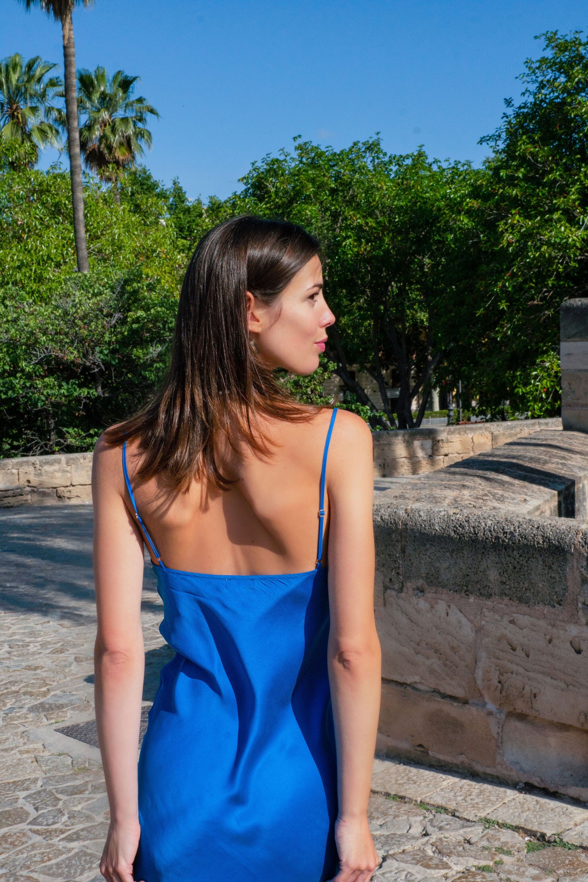 Anaphe Long Cowl Dress Silhouette Silk Cowl Slip Dress - Amalfi Cobalt Blue