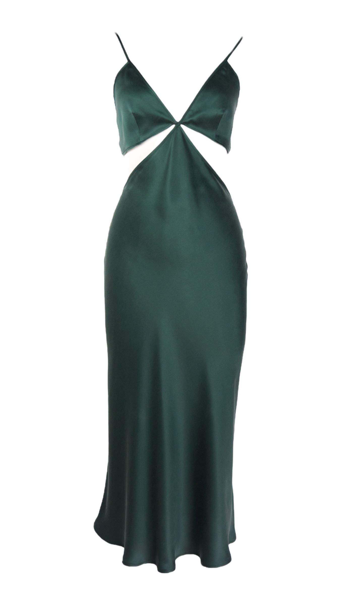 Anaphe Long Dress Gigi Cut Out Silk Open Back Dress - Evergreen