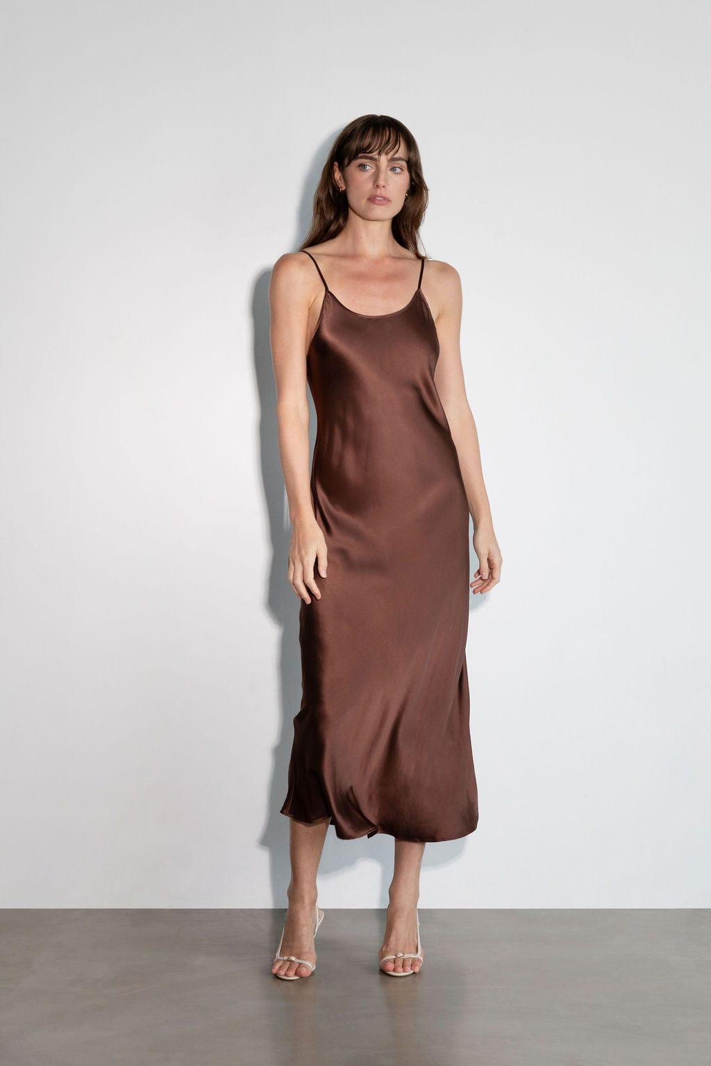 Anaphe Long Dress Harlow Scoop Slip Dress Espresso - Atelier