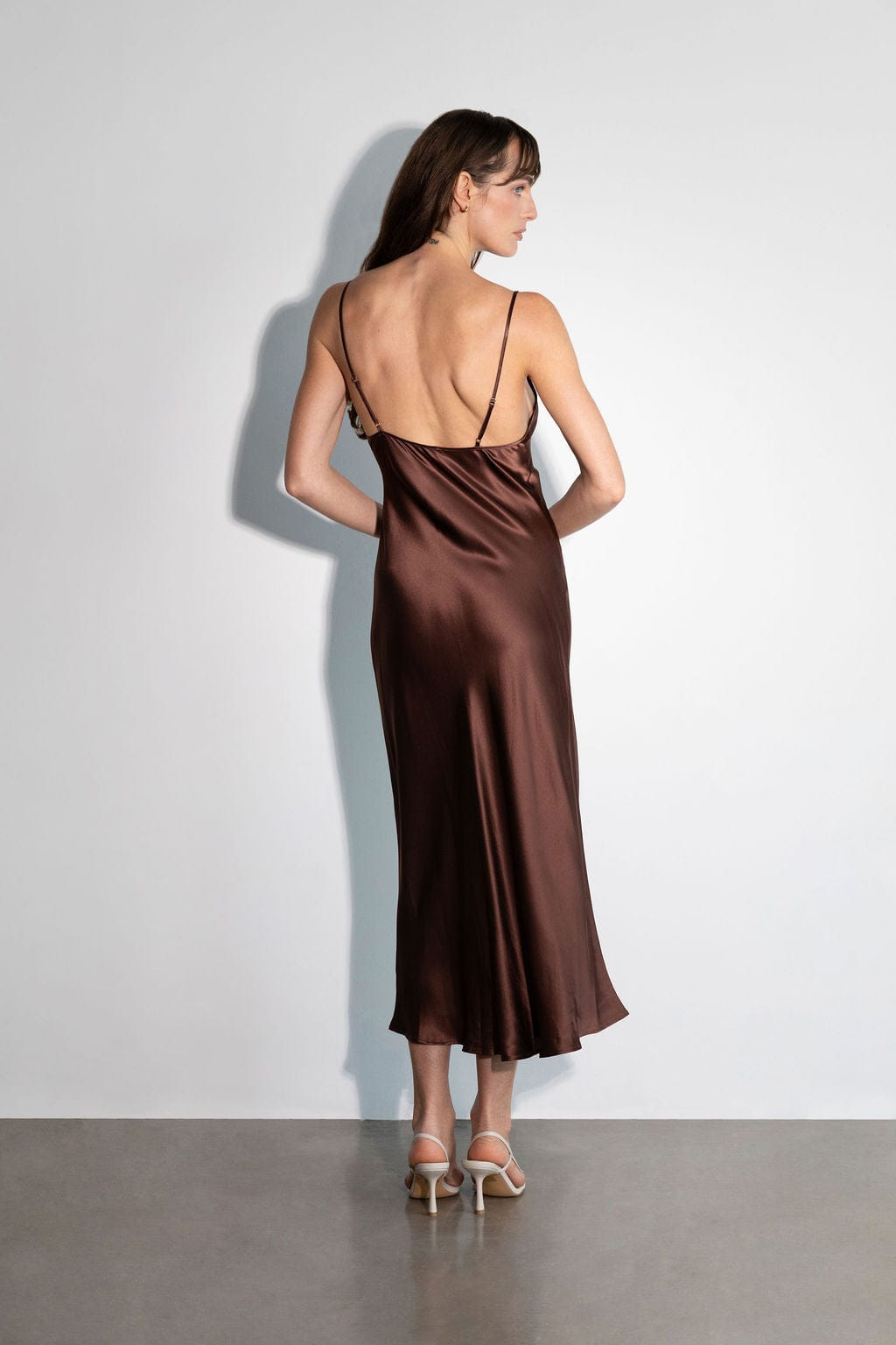 Anaphe Long Dress Harlow Scoop Slip Dress Espresso - Atelier