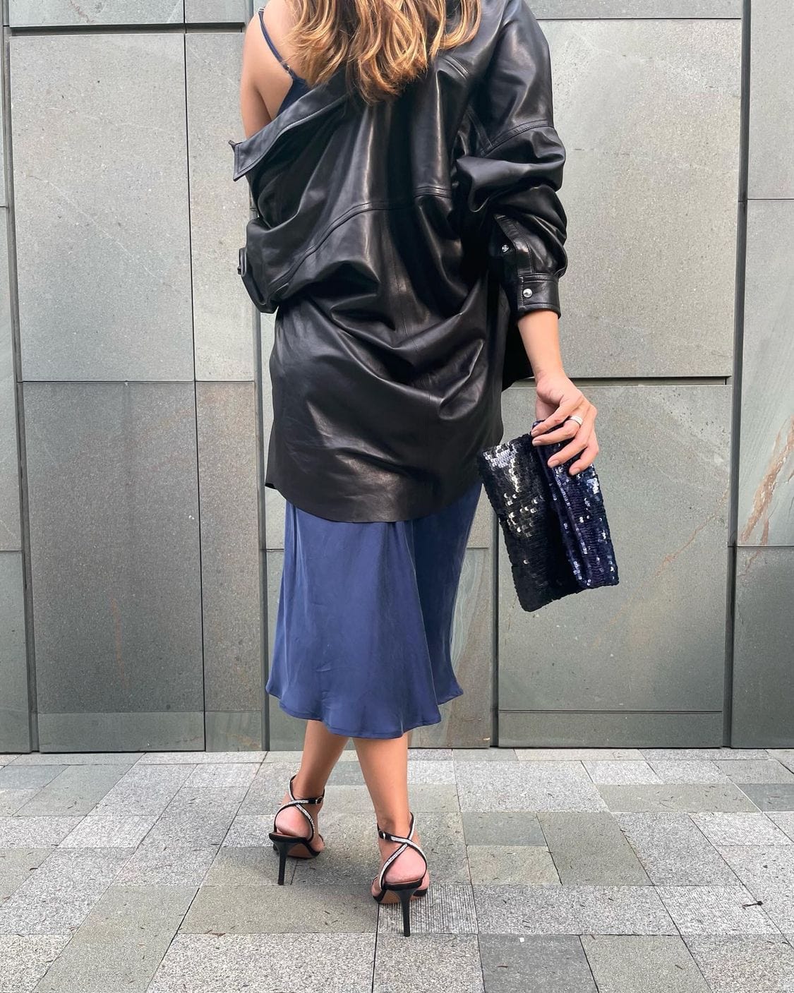 Anaphe Long Dress Maxi V Silk Slip Dress Twilight - Navy Blue