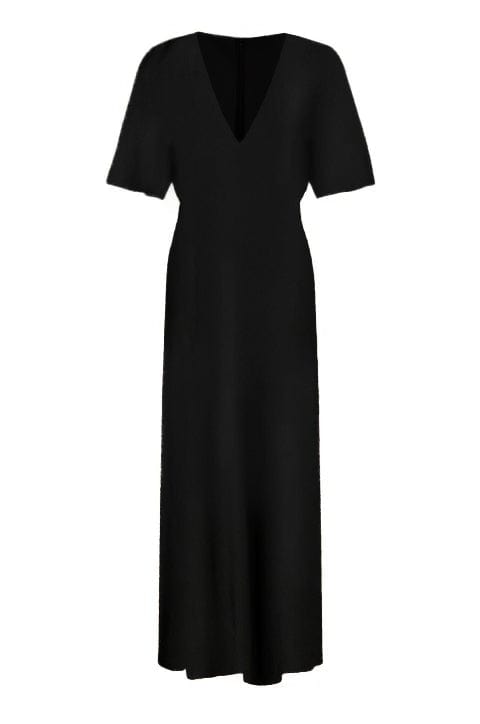 Anaphe Long Dress Mira Crepe Silk Bias Cut Dress - Classic Black