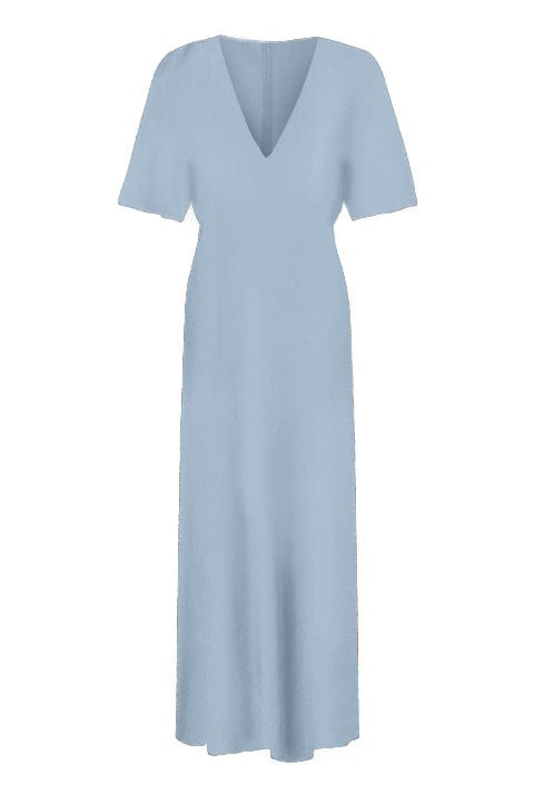 Anaphe Long Dress Mira Crepe Silk Bias Cut Dress - Smoke Blue