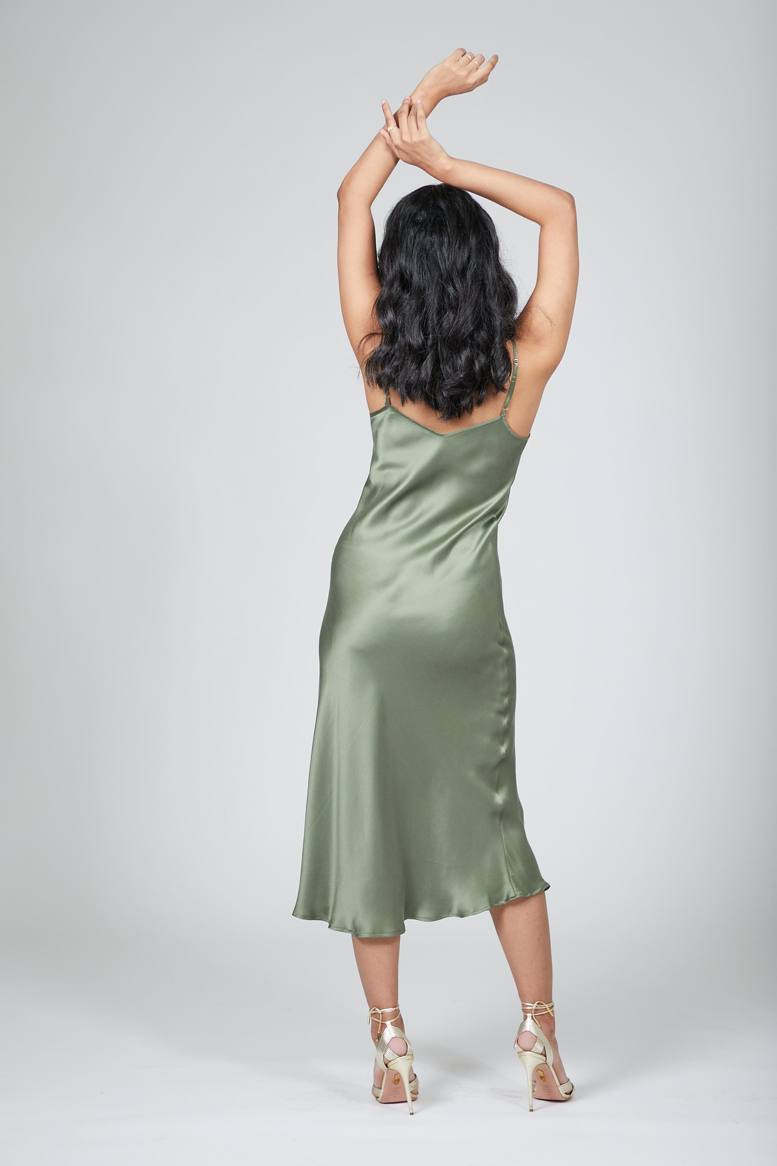 Anaphe Long Dress Silk V Dress Maxi - Forest Green