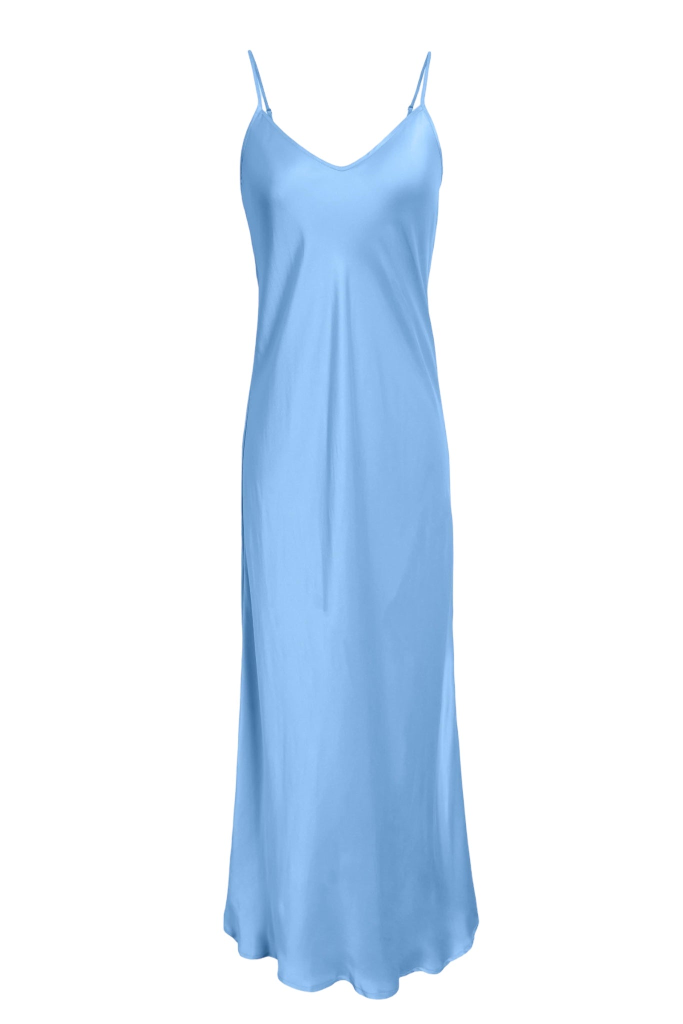 Anaphe Long Dress V Silk Slip Dress - Denim Blue