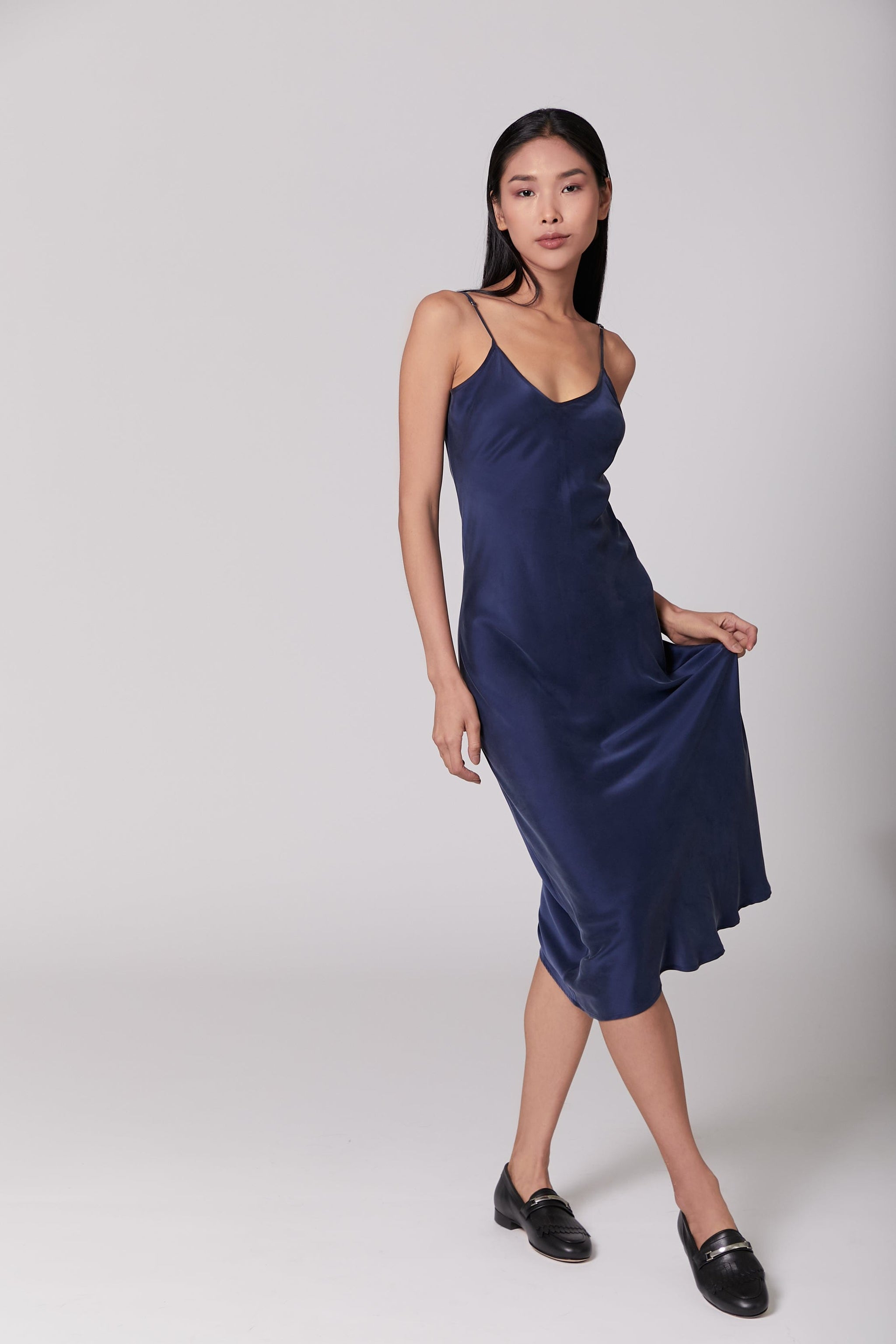 Blue Silk Slip 90s Icon V Slip Dress Limited Edition Blue Silk Slip 90s Icon V Slip Dress Limited Edition