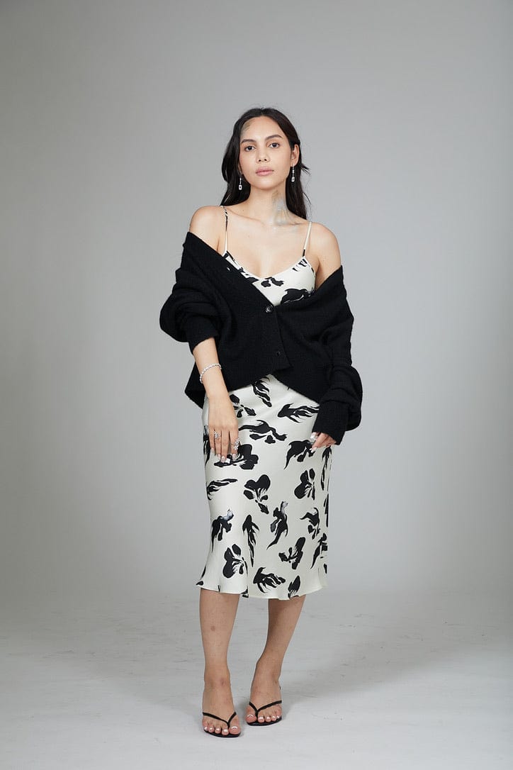 Anaphe Long Dress V Silk Slip Dress - Koi Print