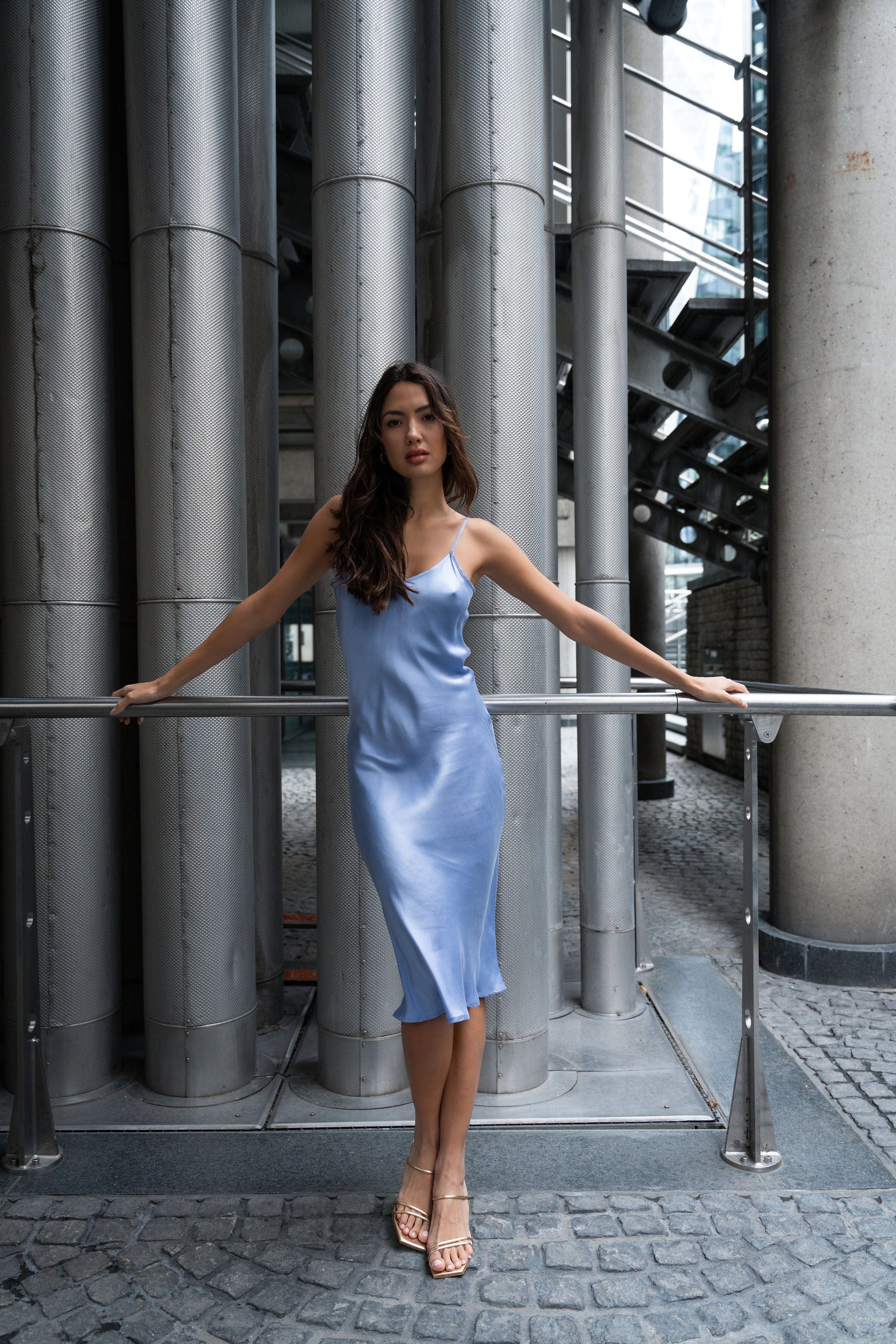 Anaphe Long Dress V Silk Slip Dress Lavender Haze