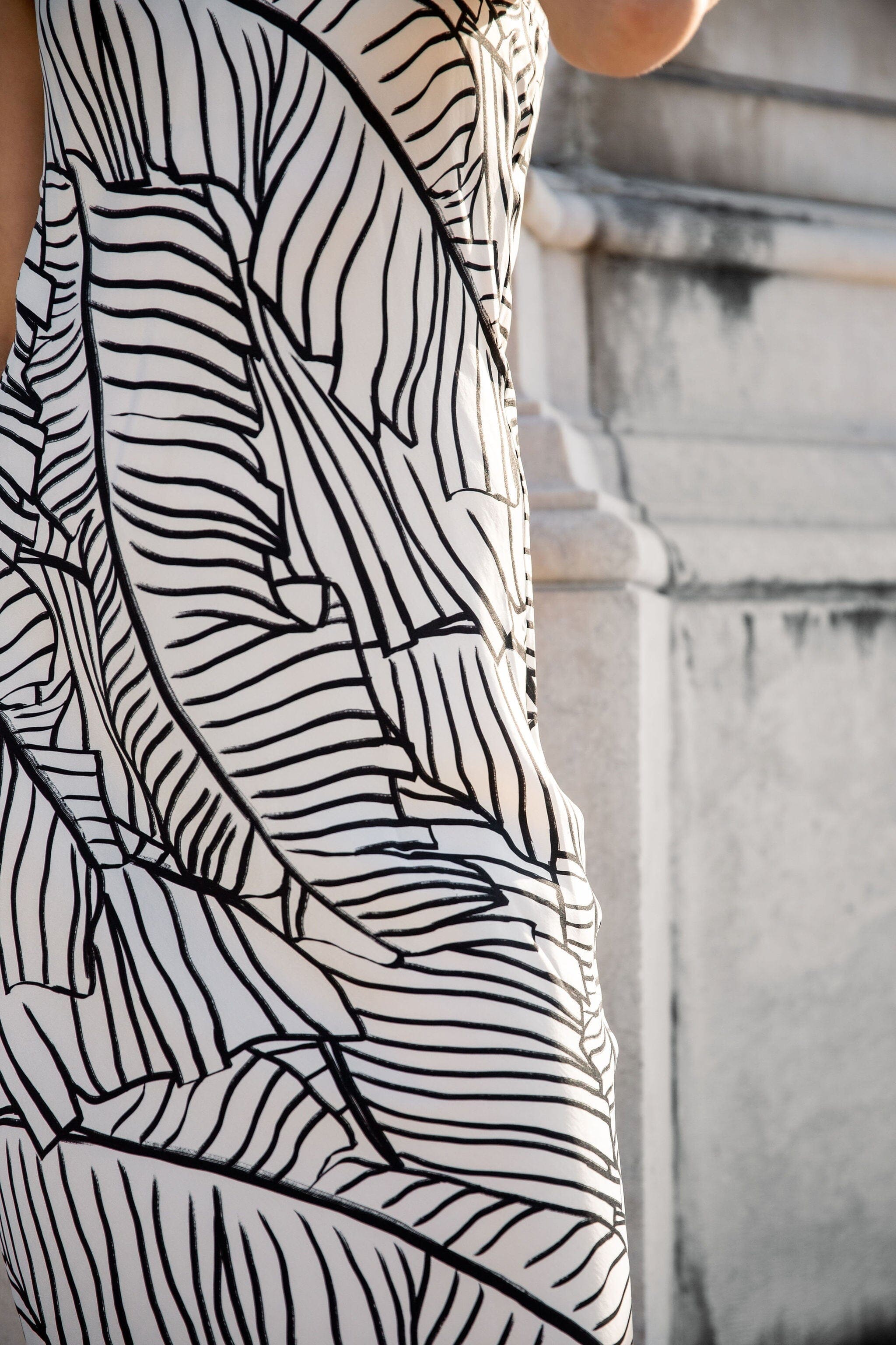 Anaphe Long Dress V Silk Slip Dress - Palm Print