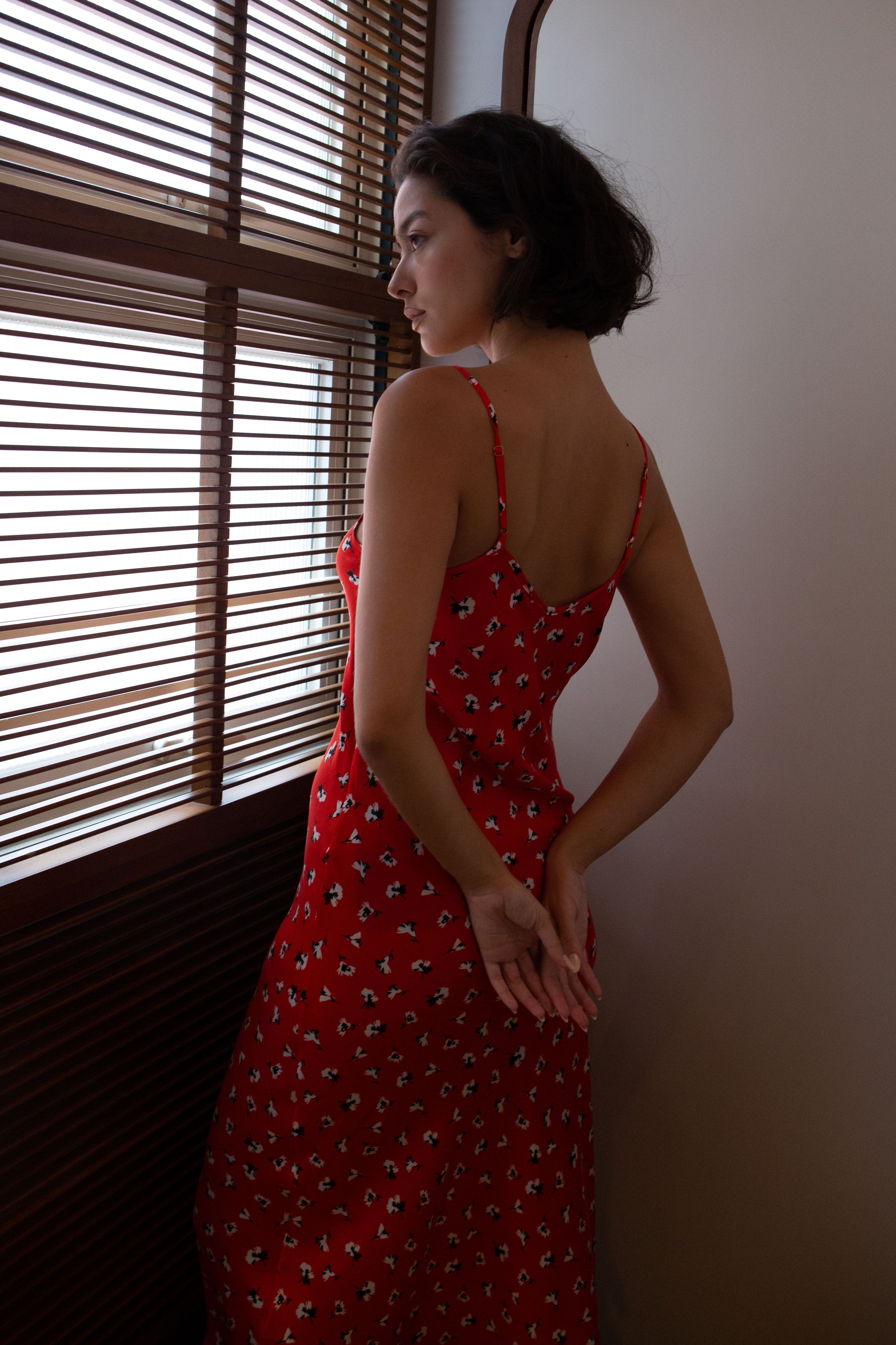 Anaphe Long Dress V Silk Slip Dress - Wildflower Print