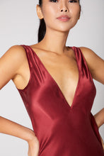 Load image into Gallery viewer, Anaphe Long Dress XS Deep V Reversible Silk Slip Dress - Red Wine
