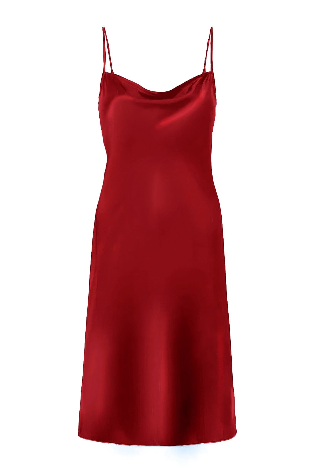 Anaphe Mini Cowl Dress 60s Silk Cowl Mini Slip Dress - Parisian Red (100% Charmeuse Shiny Silk)