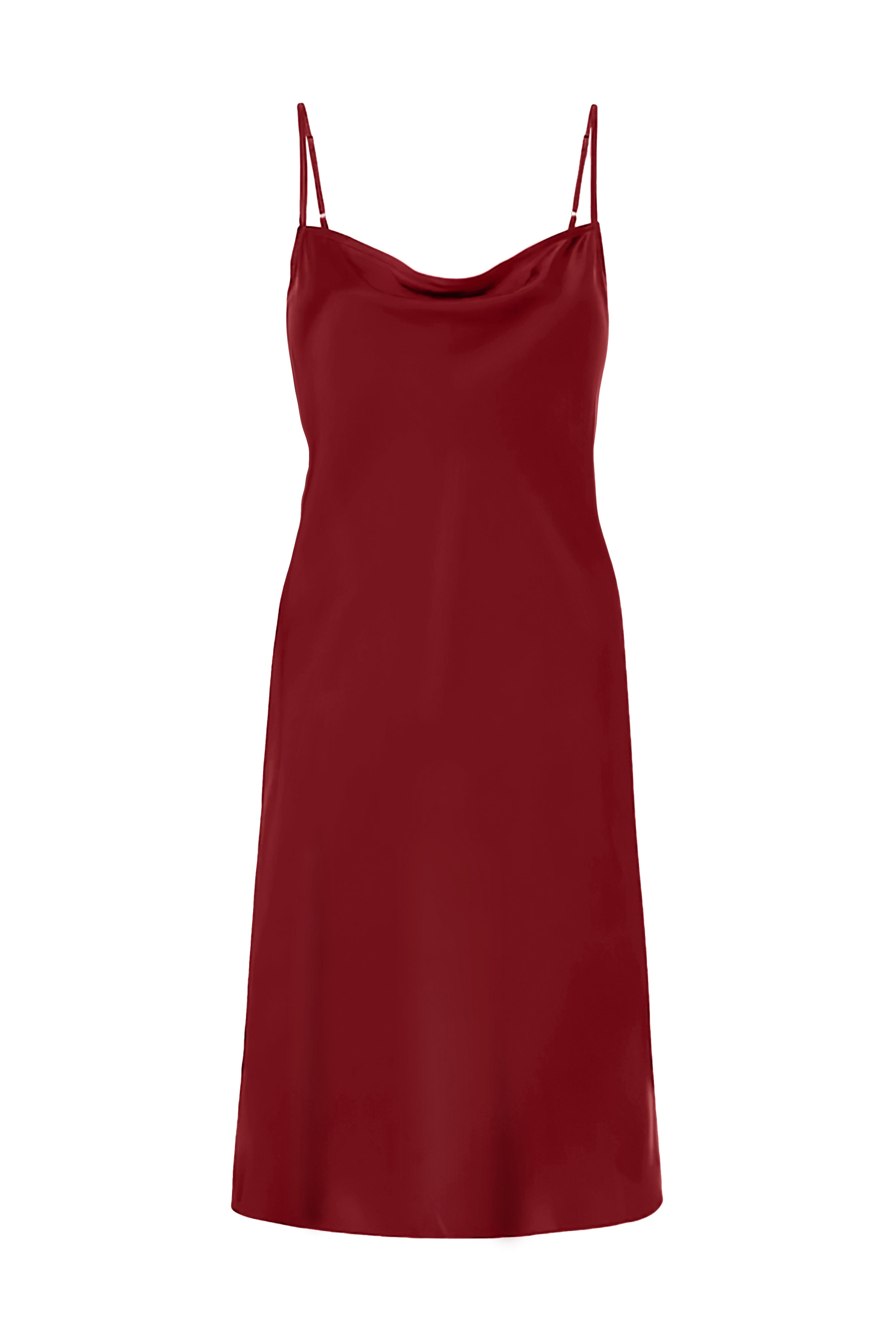 Anaphe Mini Cowl Dress 60s Silk Cowl Mini Slip Dress - Red Wine