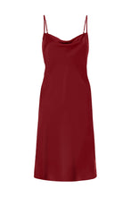 Load image into Gallery viewer, Anaphe Mini Cowl Dress 60s Silk Cowl Mini Slip Dress - Red Wine
