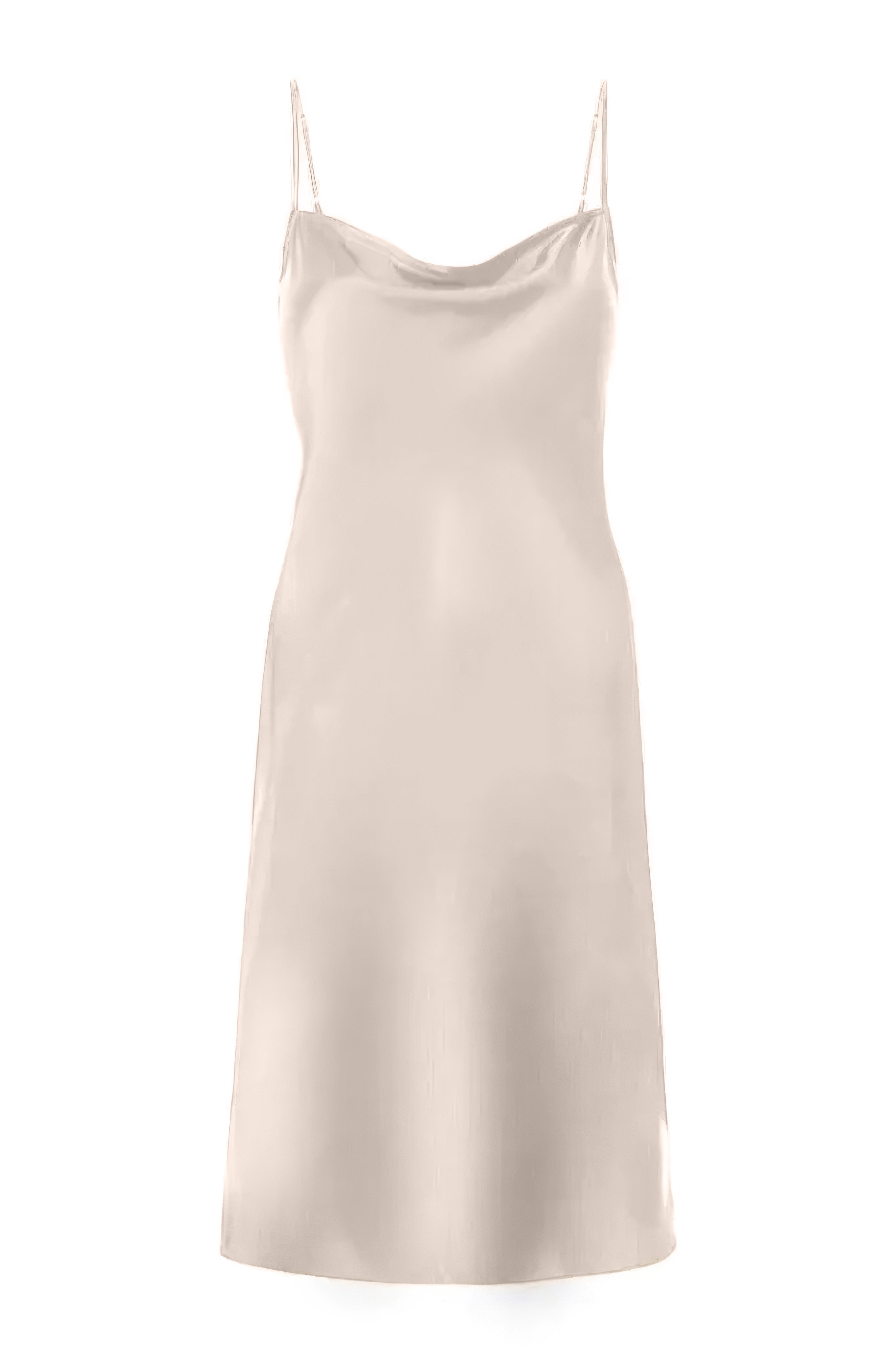 Anaphe Mini Cowl Dress 60s Silk Cowl Mini Slip Dress - Sand