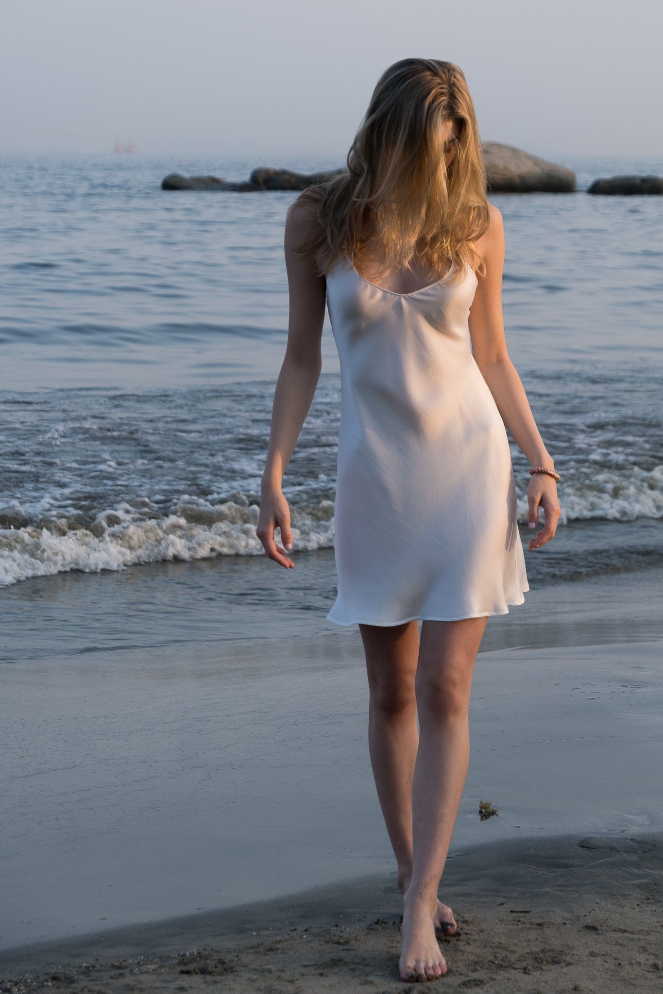 Anaphe Mini Cowl Dress Mykonos Mini Strappy Backless Silk Dress - White