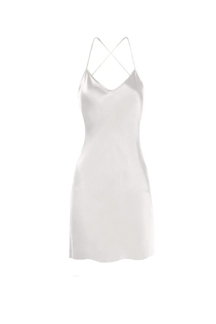 Anaphe Mini Cowl Dress Mykonos Mini Strappy Backless Silk Dress - White