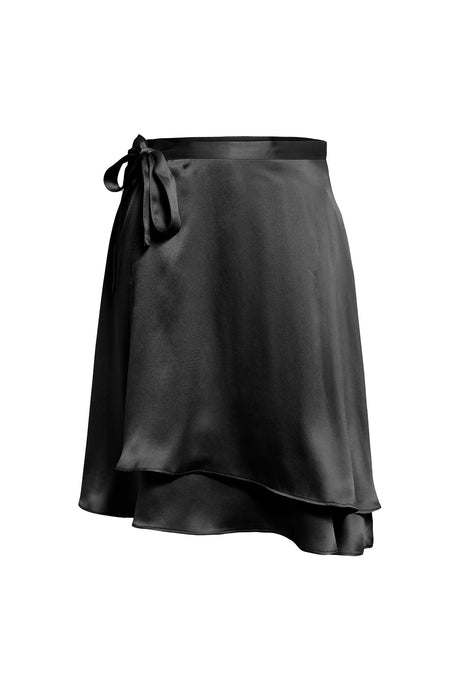 Anaphe Mini Skirts Silk Wrap Skirt Classic Black