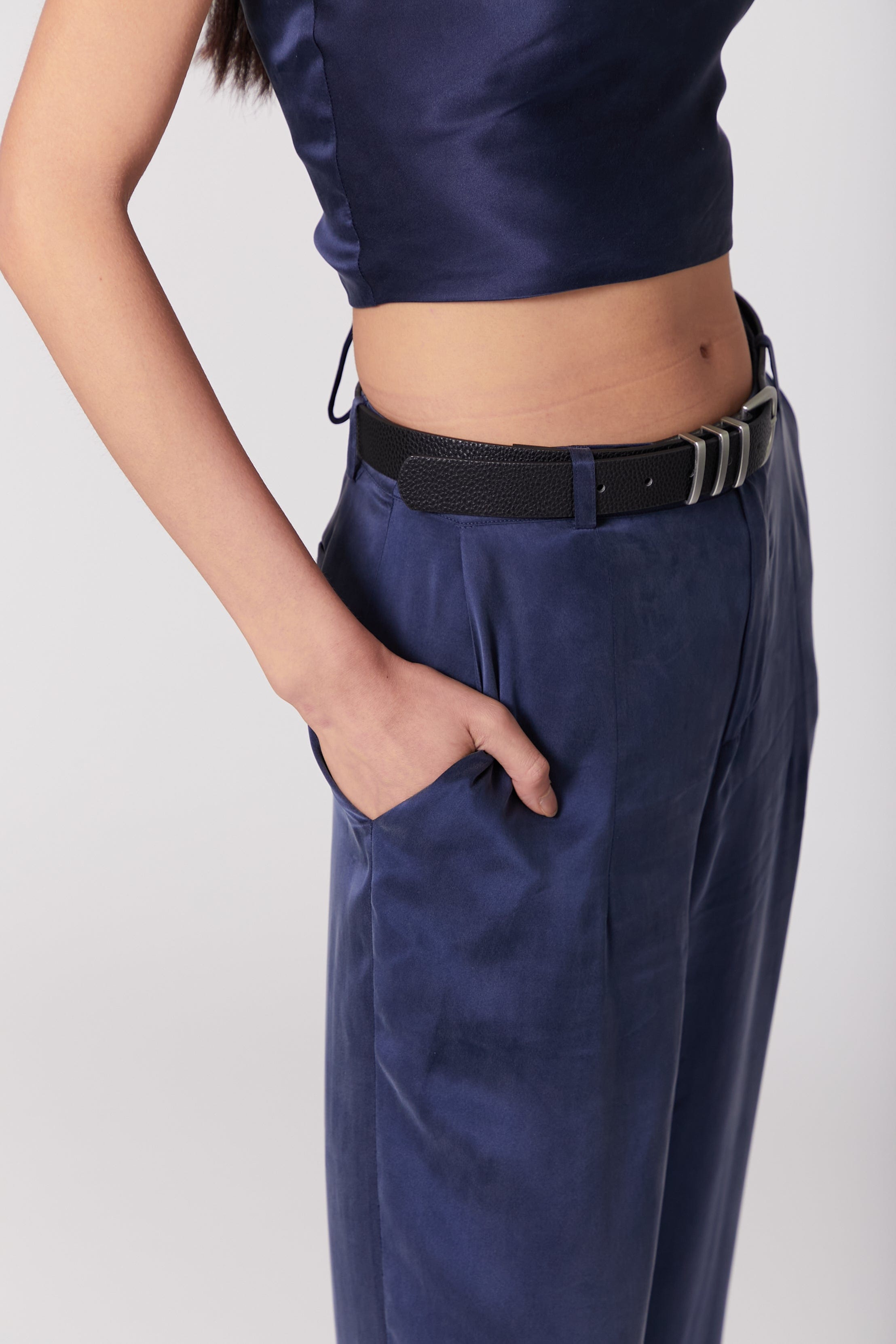 Anaphe Pants & Shorts Hero Silk Pant - French Navy Blue