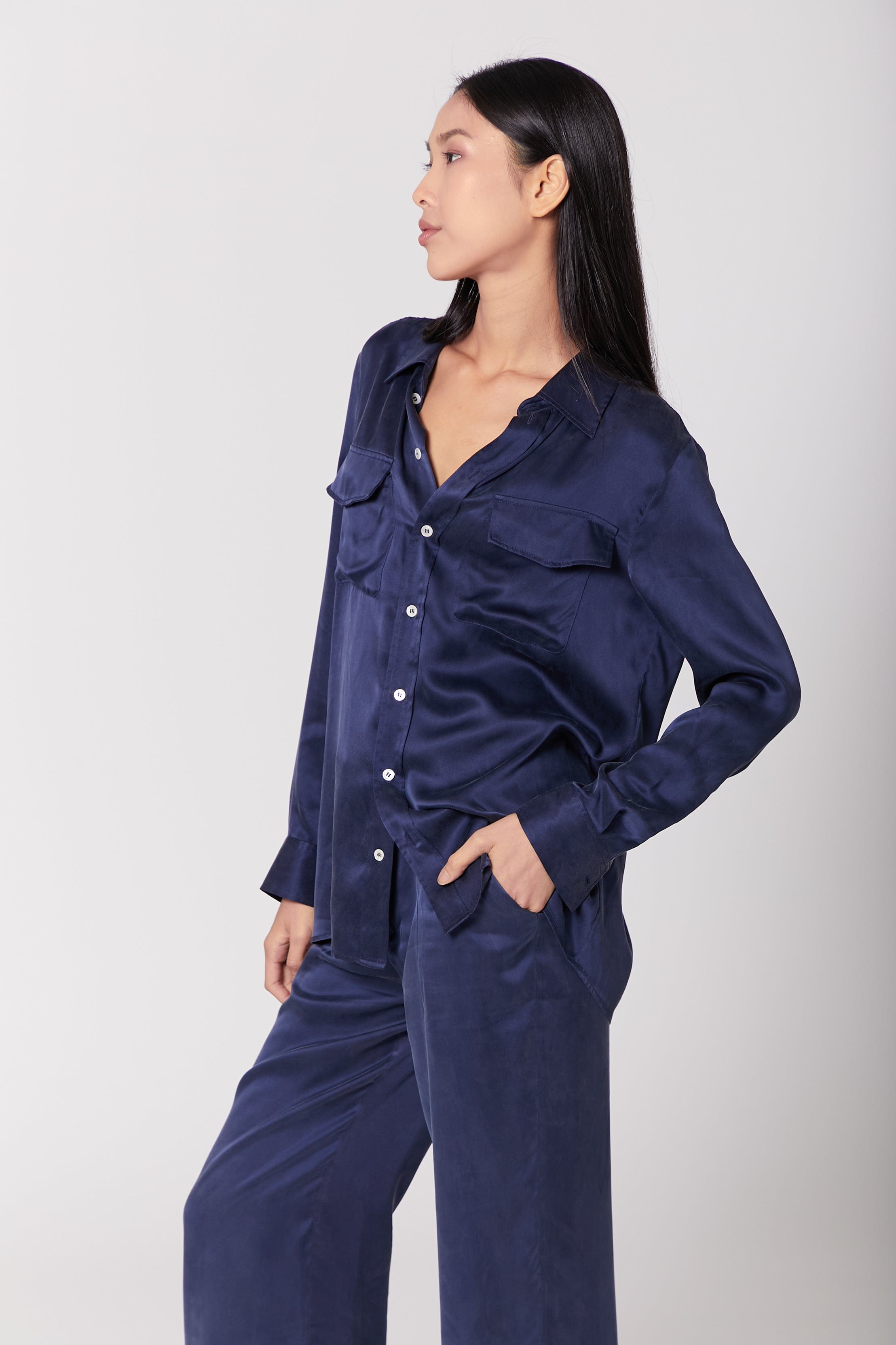 Anaphe Pants & Shorts Hero Silk Pant - French Navy Blue