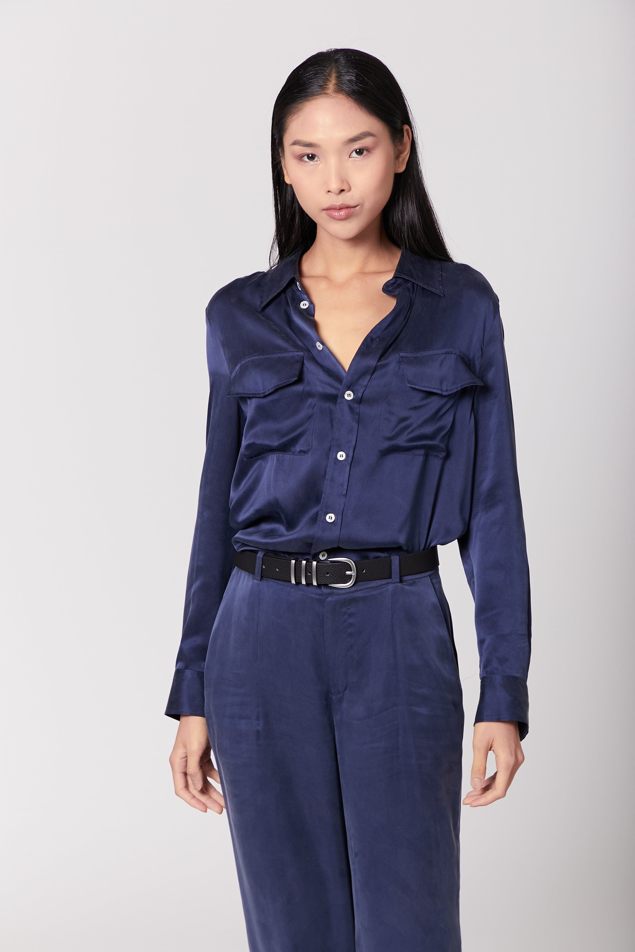 Anaphe Pants & Shorts Hero Silk Pant - French Navy Blue