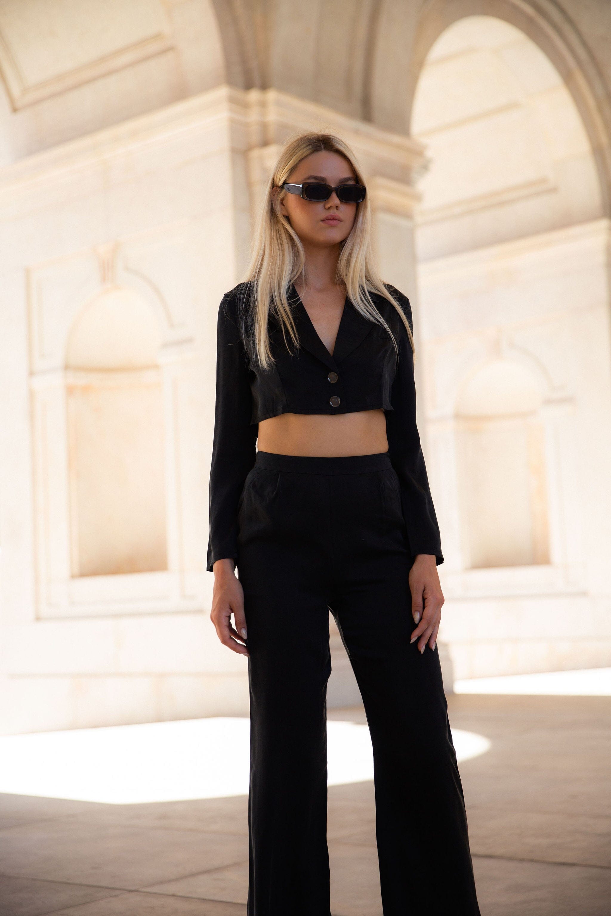 Anaphe Pants & Shorts High-Waisted Silk Pant - Black - 30" Regular Length