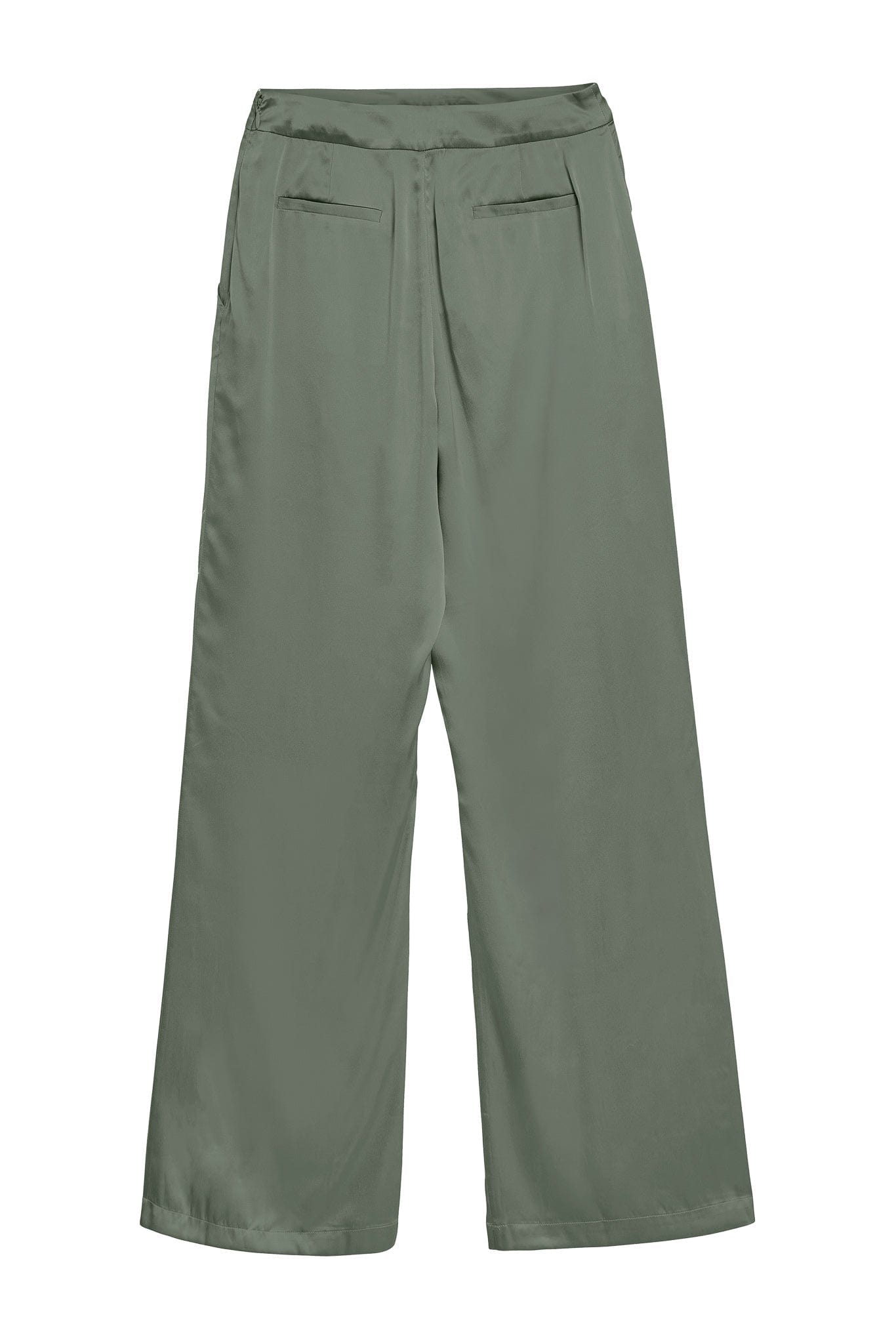 Anaphe Pants & Shorts High-Waisted Silk Pant - Forest Green - 31" Long Length