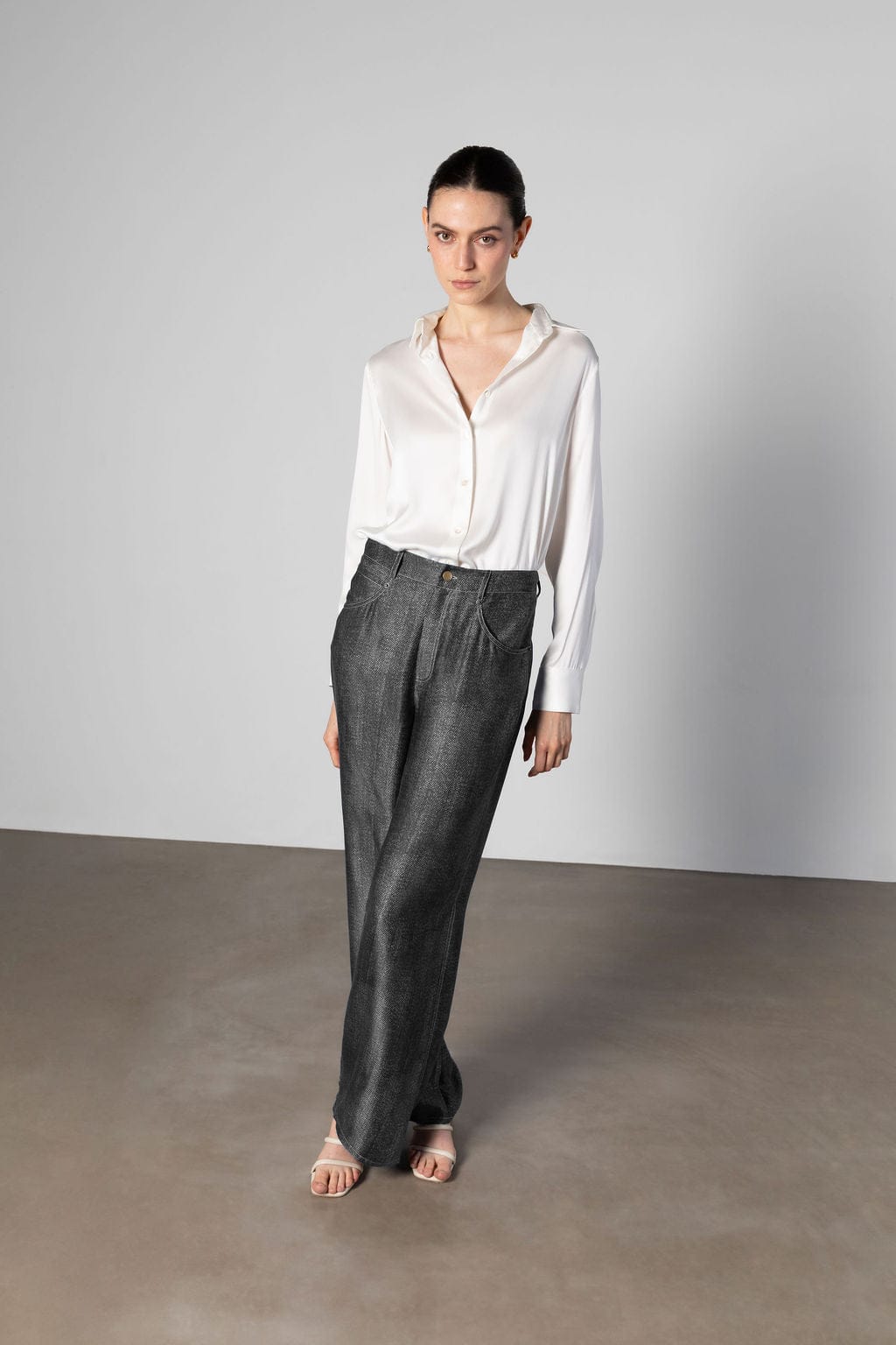 Anaphe Pants & Shorts Jeans But Silk - Black Denim Print