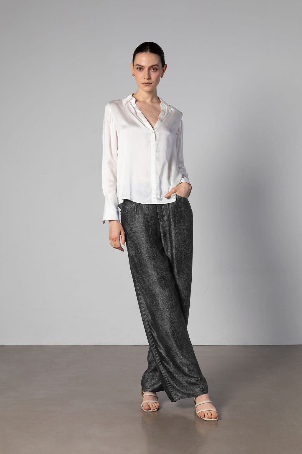 Anaphe Pants & Shorts Jeans But Silk - Black Denim Print