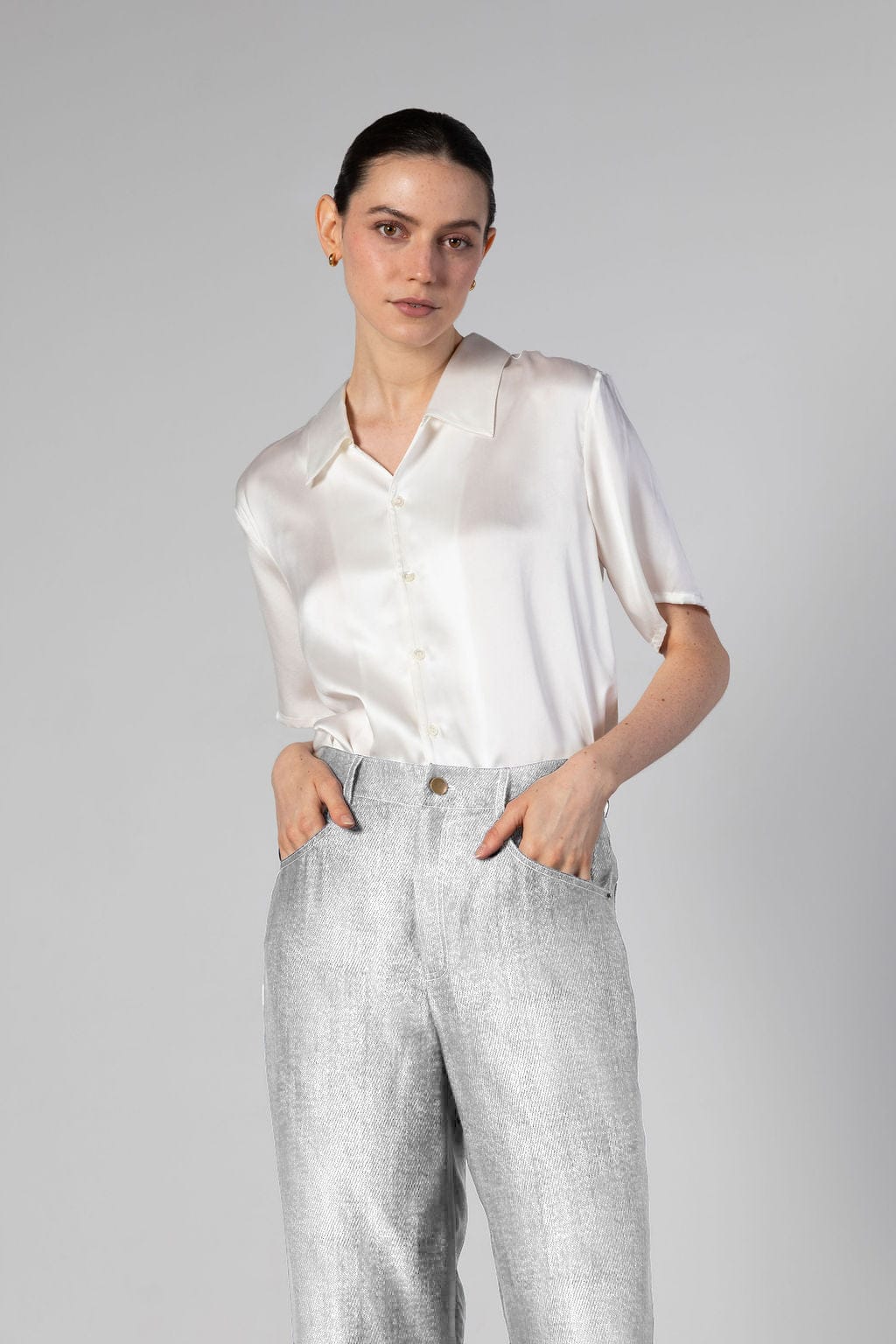 Anaphe Pants & Shorts White Denim Print / XL (34" waist) Jeans But Silk - White Denim Print