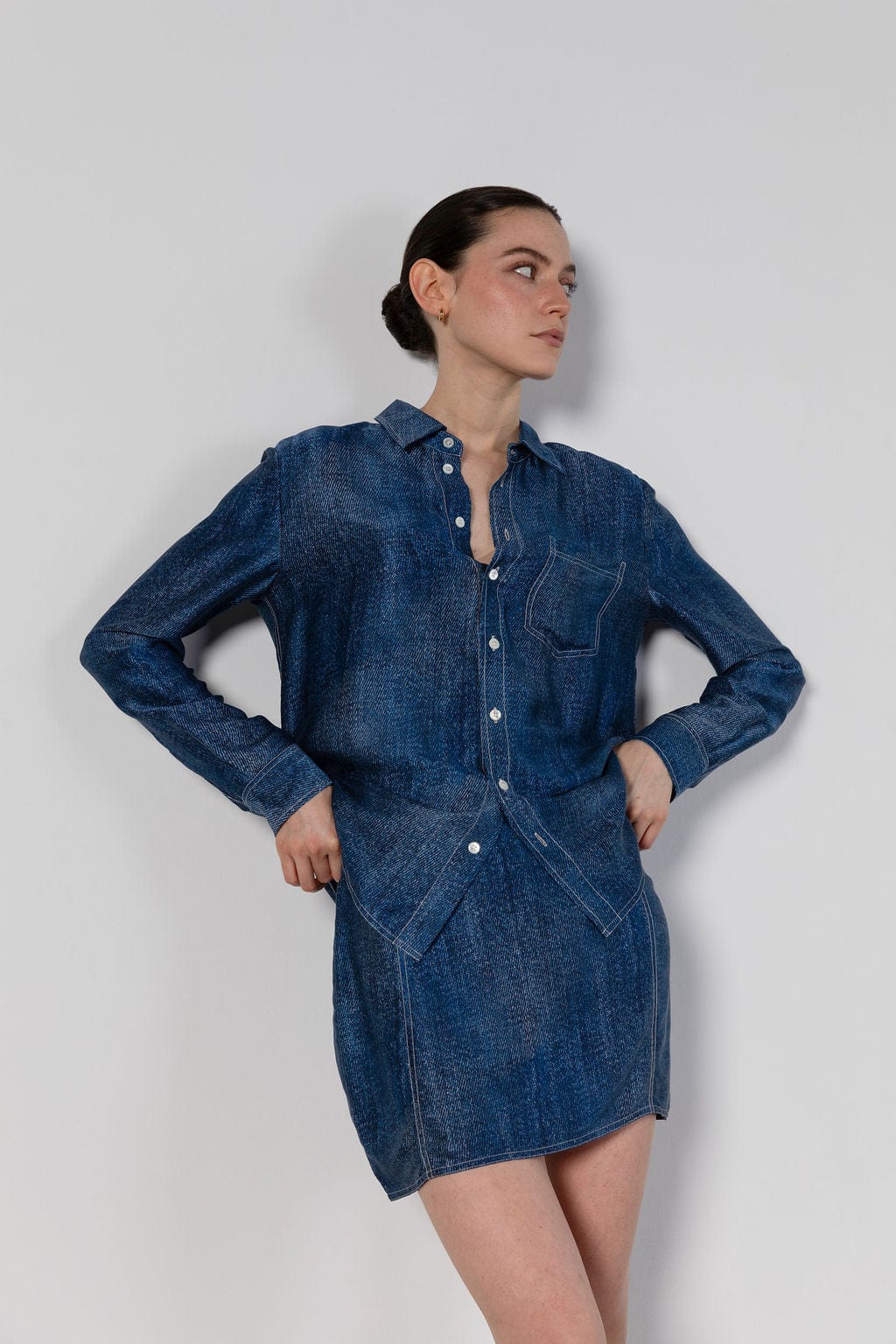 Anaphe Shirts & Tops Austin Long Sleeve Shirt - Dark Wash Denim