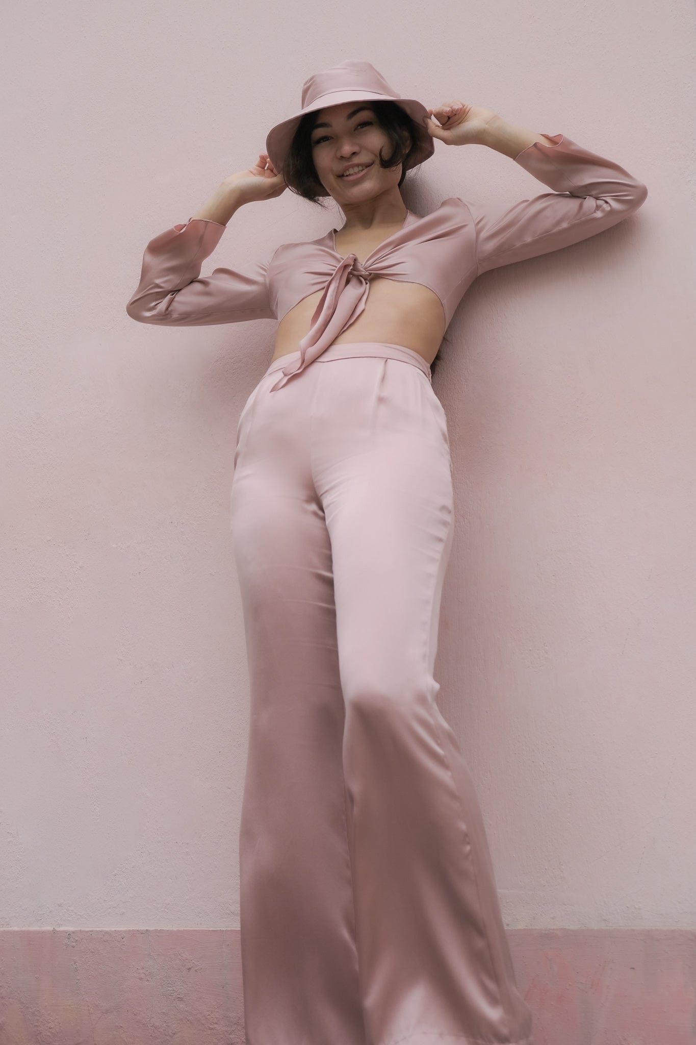 Anaphe Shirts & Tops Barely Pink Silk Sun Hat