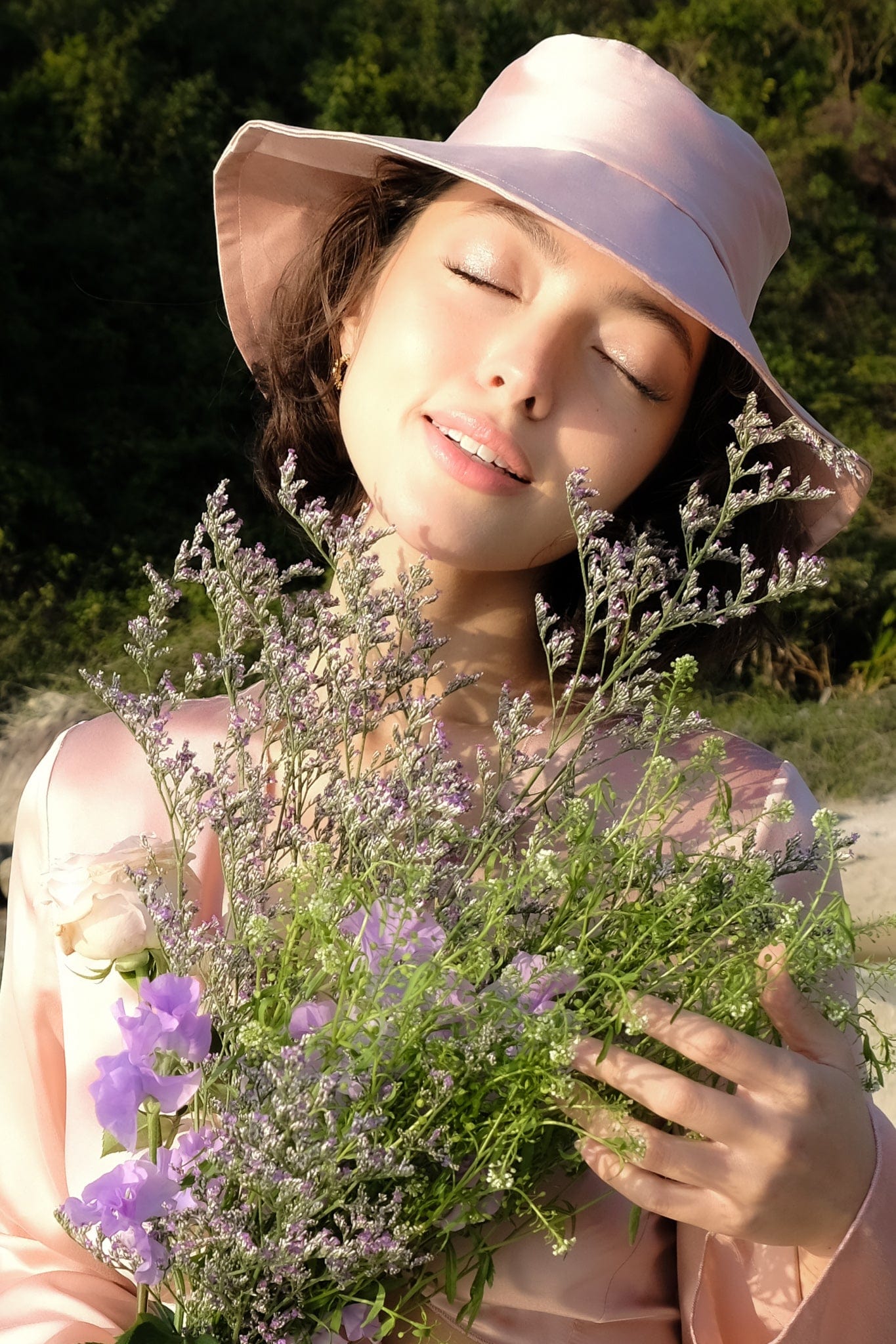 Anaphe Shirts & Tops Barely Pink Silk Sun Hat