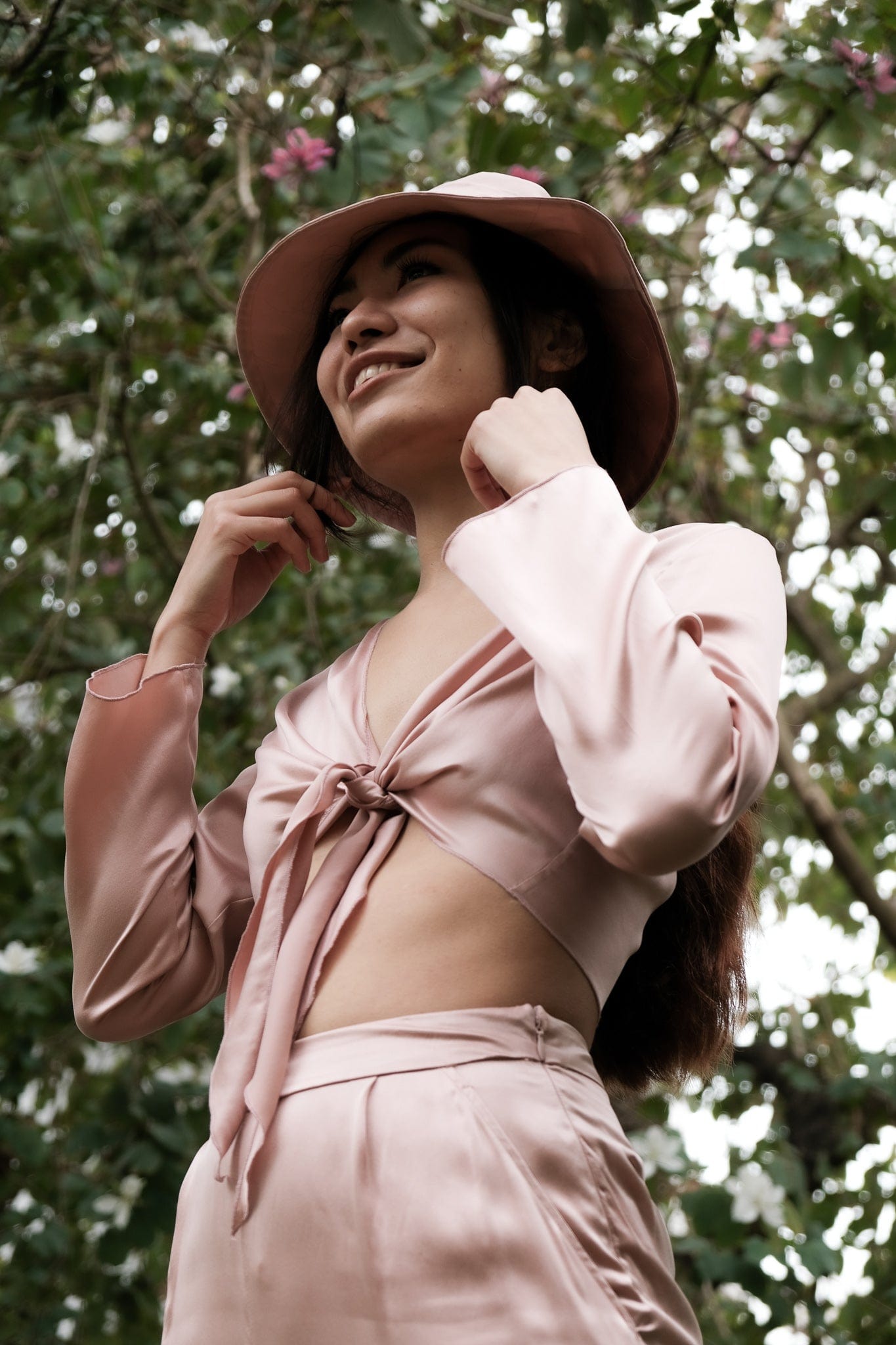 Anaphe Shirts & Tops Barely Pink Silk Sun Hat