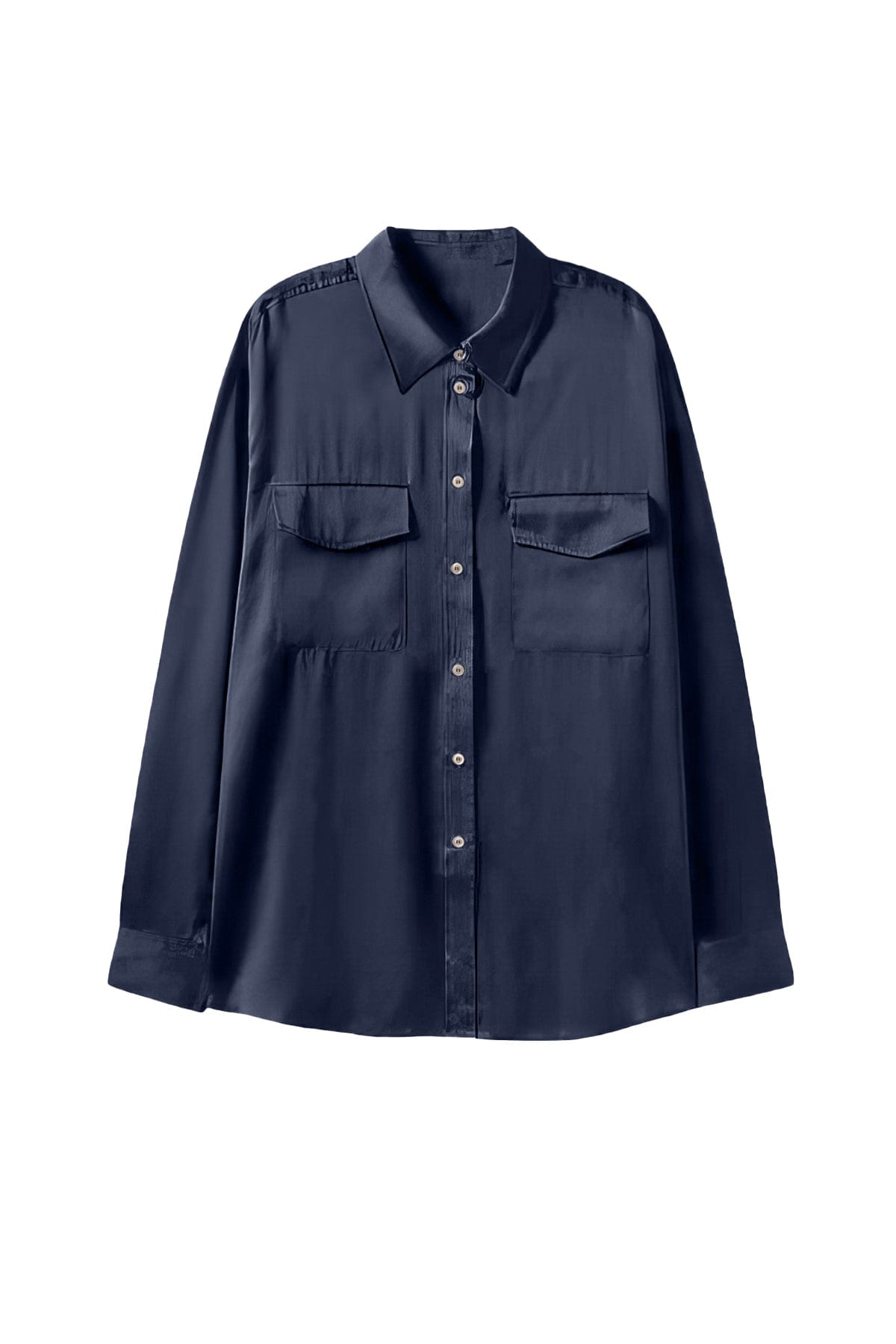 Anaphe Shirts & Tops Boyfriend Silk Utility Shirt - French Navy Blue