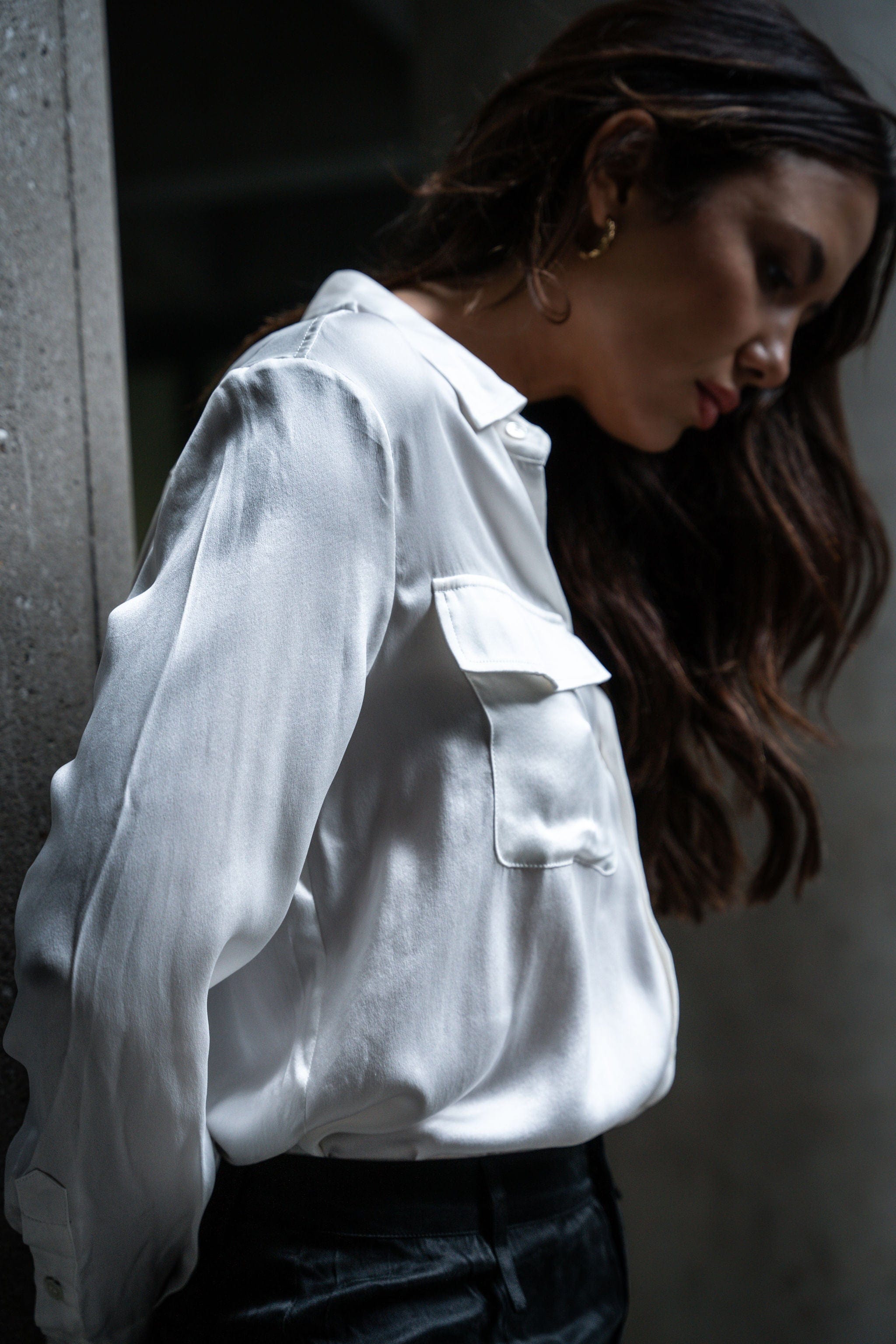 Anaphe Shirts & Tops Boyfriend Silk Utility Shirt White