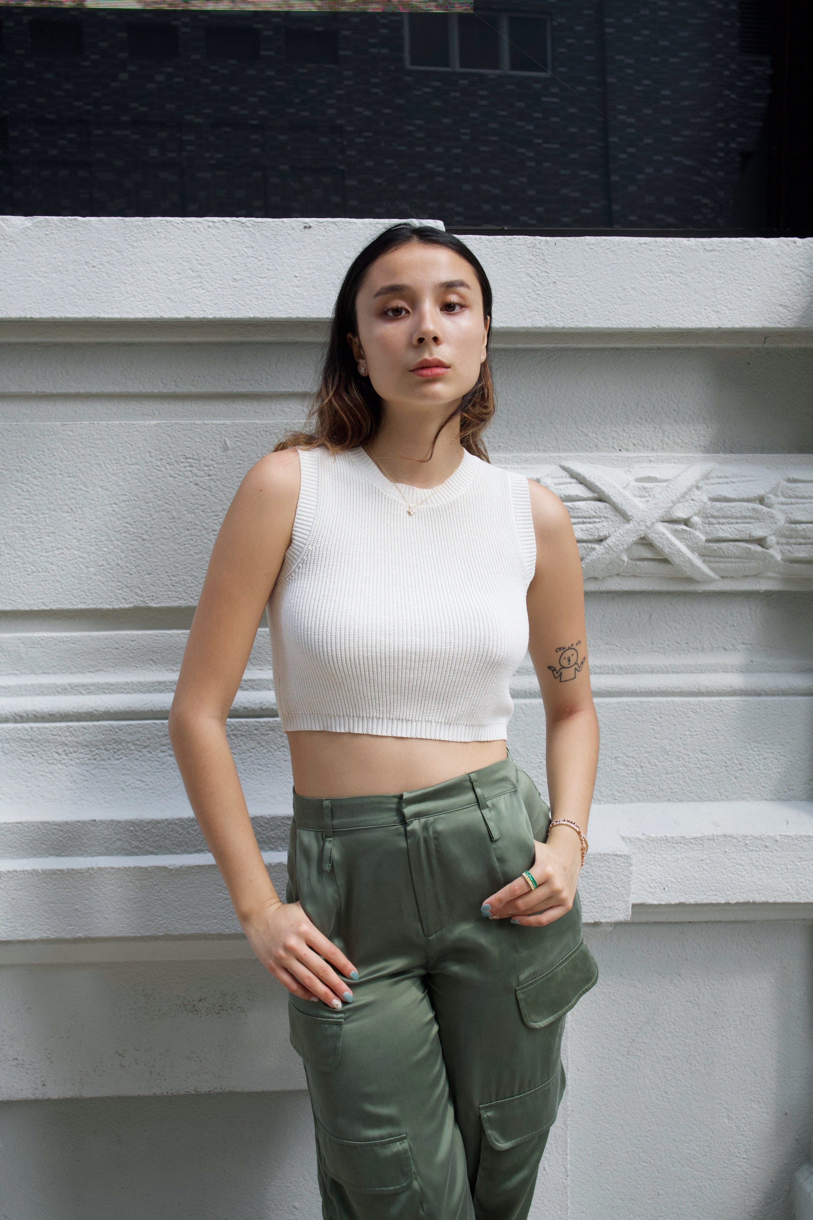 Anaphe Shirts & Tops Medium Knit Crop Top 55% Silk 45% Organic Cotton