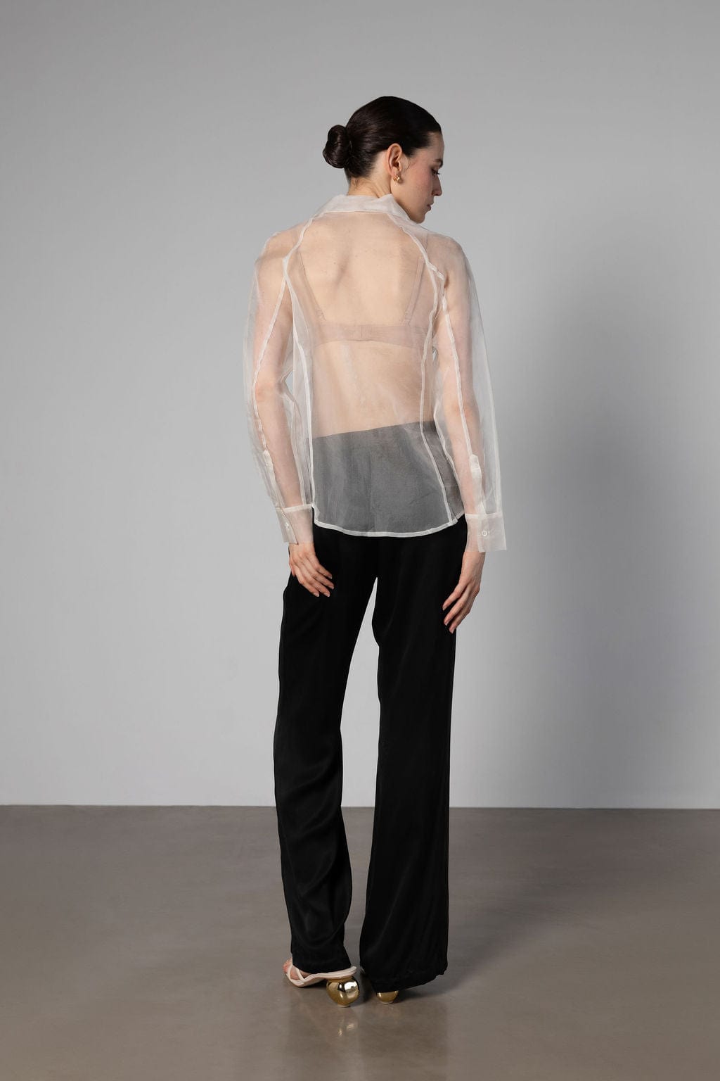 Anaphe Shirts & Tops Sheer Organza Silk Structured Shirt, White Sheer - Atelier