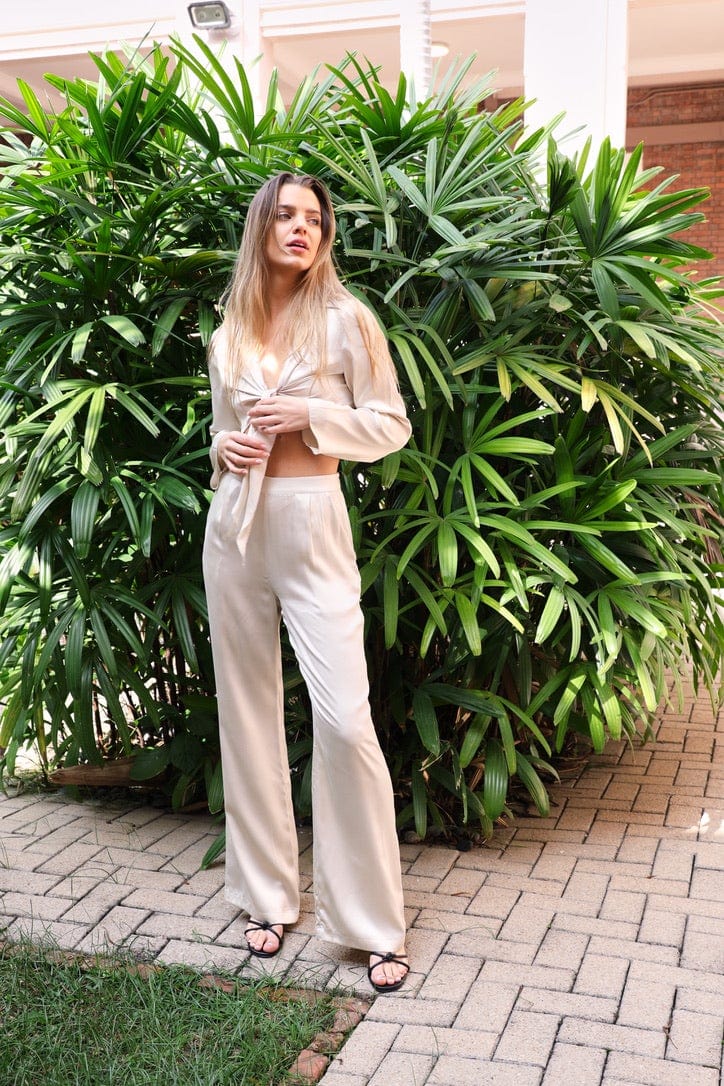 Anaphe Shirts & Tops Silk Crop Multi Way Tie Top Sand