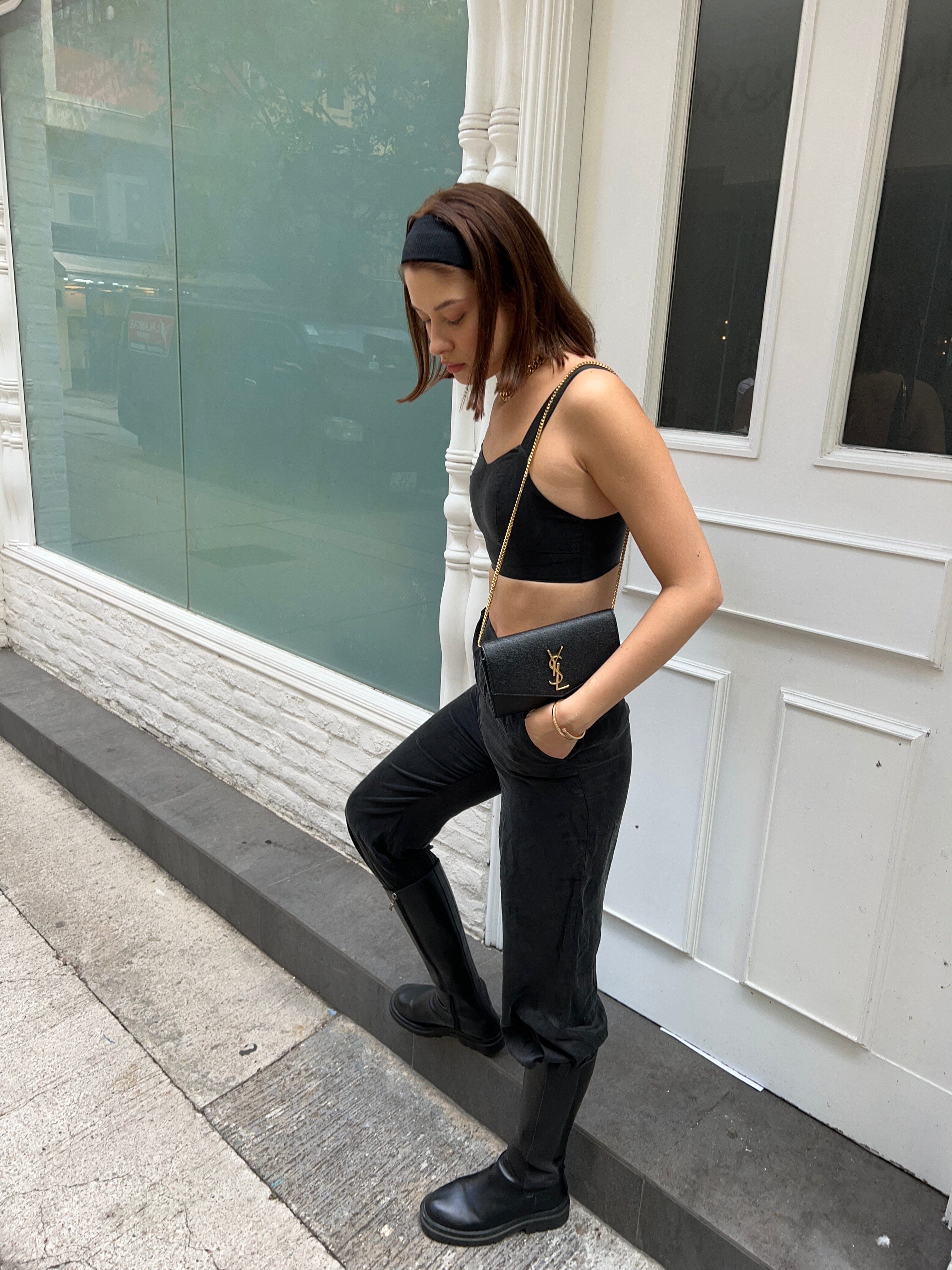 Anaphe Shirts & Tops Silk Zip Crop Multi Way Top Classic Black