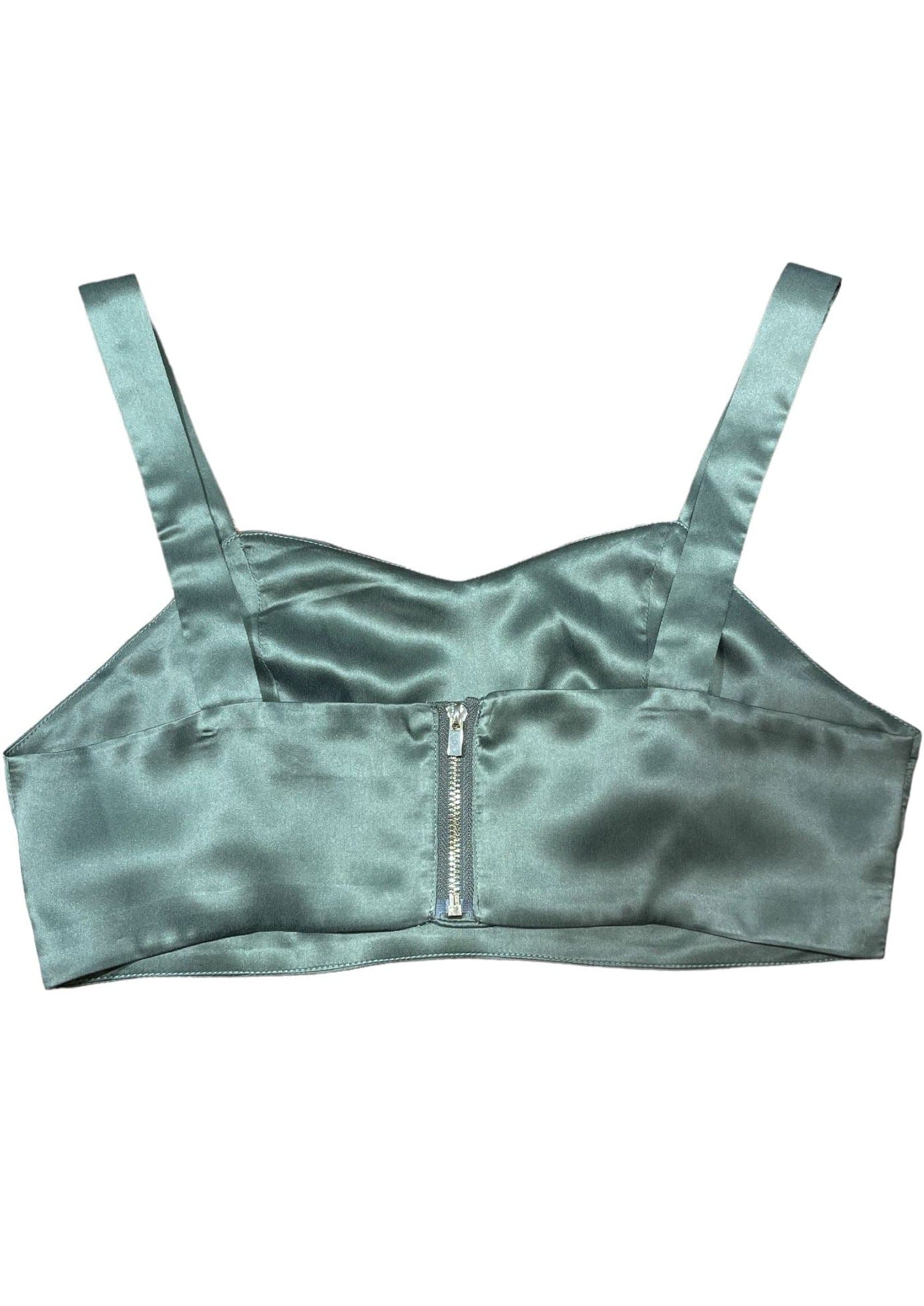 Anaphe Shirts & Tops Silk Zip Crop Multi Way Top Forest Green